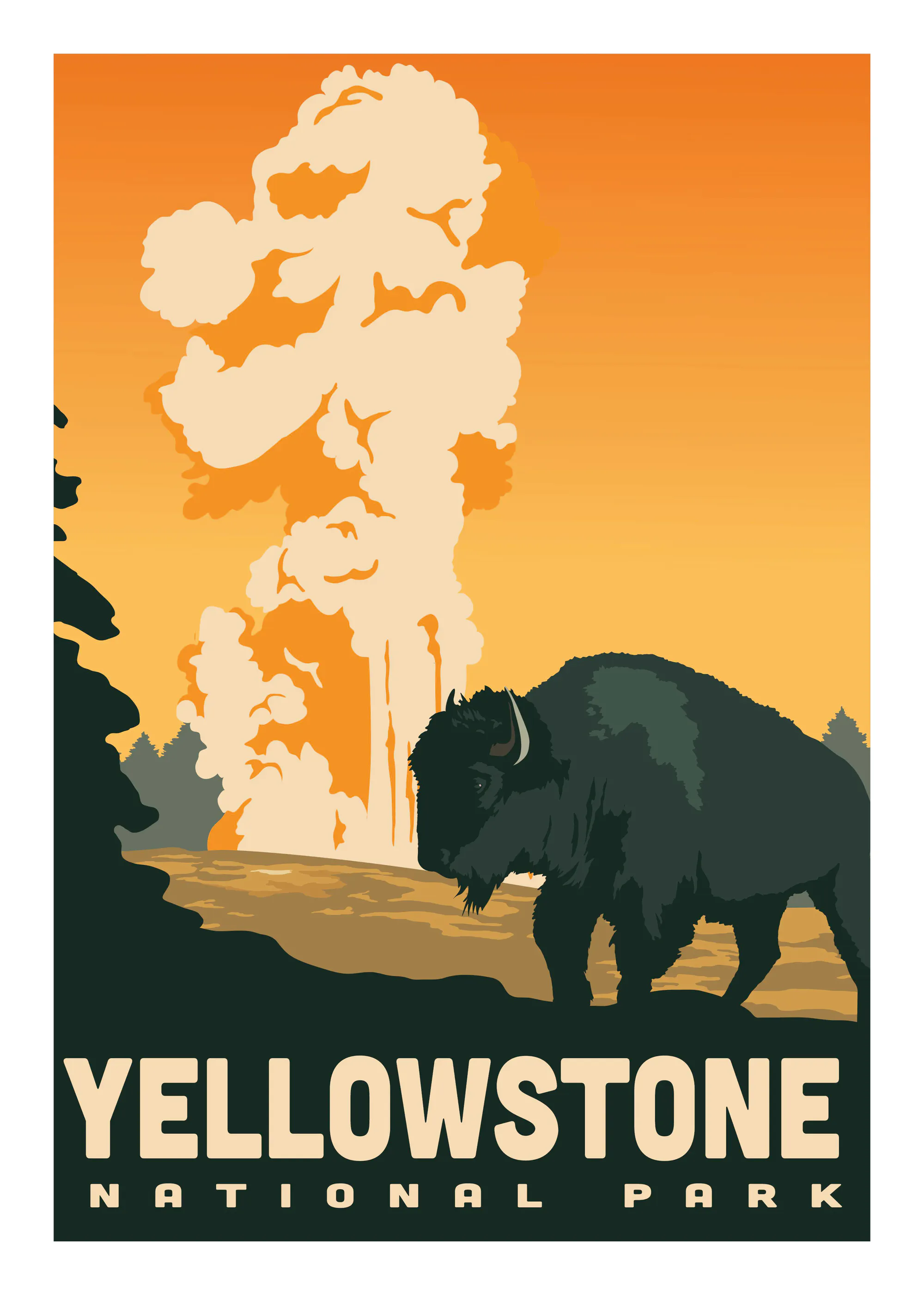 Retrodrome - Yellowstone Bison Geyser Poster 0