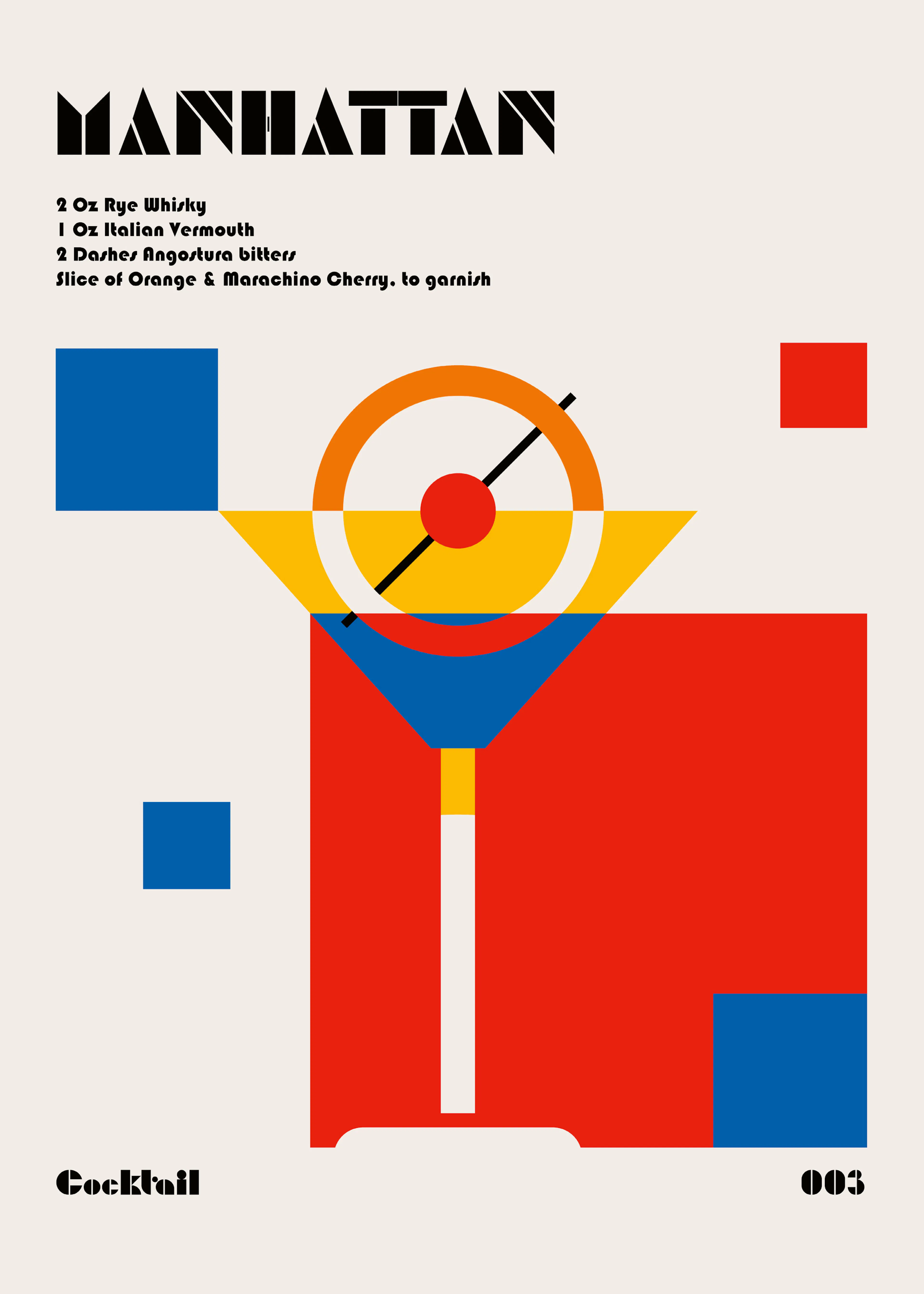 Retrodrome - Manhattan Cocktail Abstract Poster 0