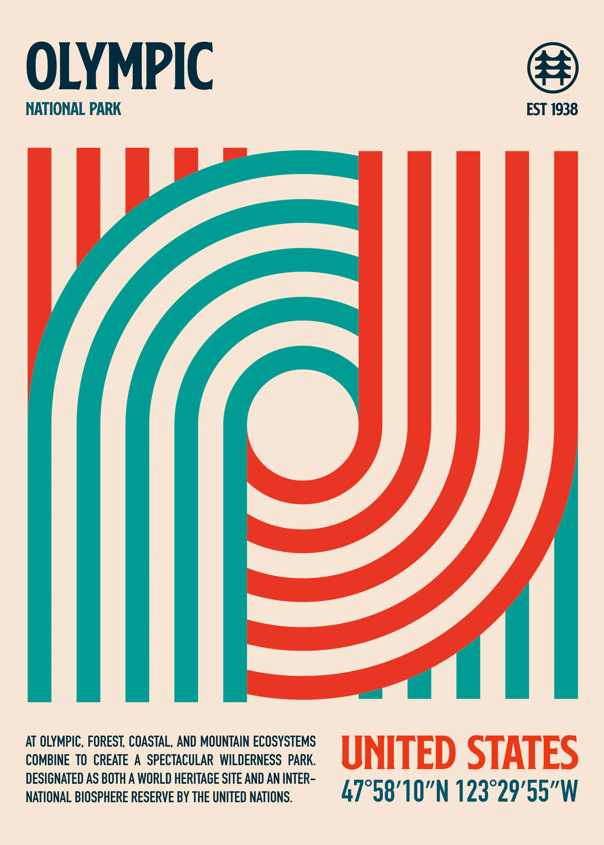 Retrodrome - Olympic National Park Retro Design Poster 0