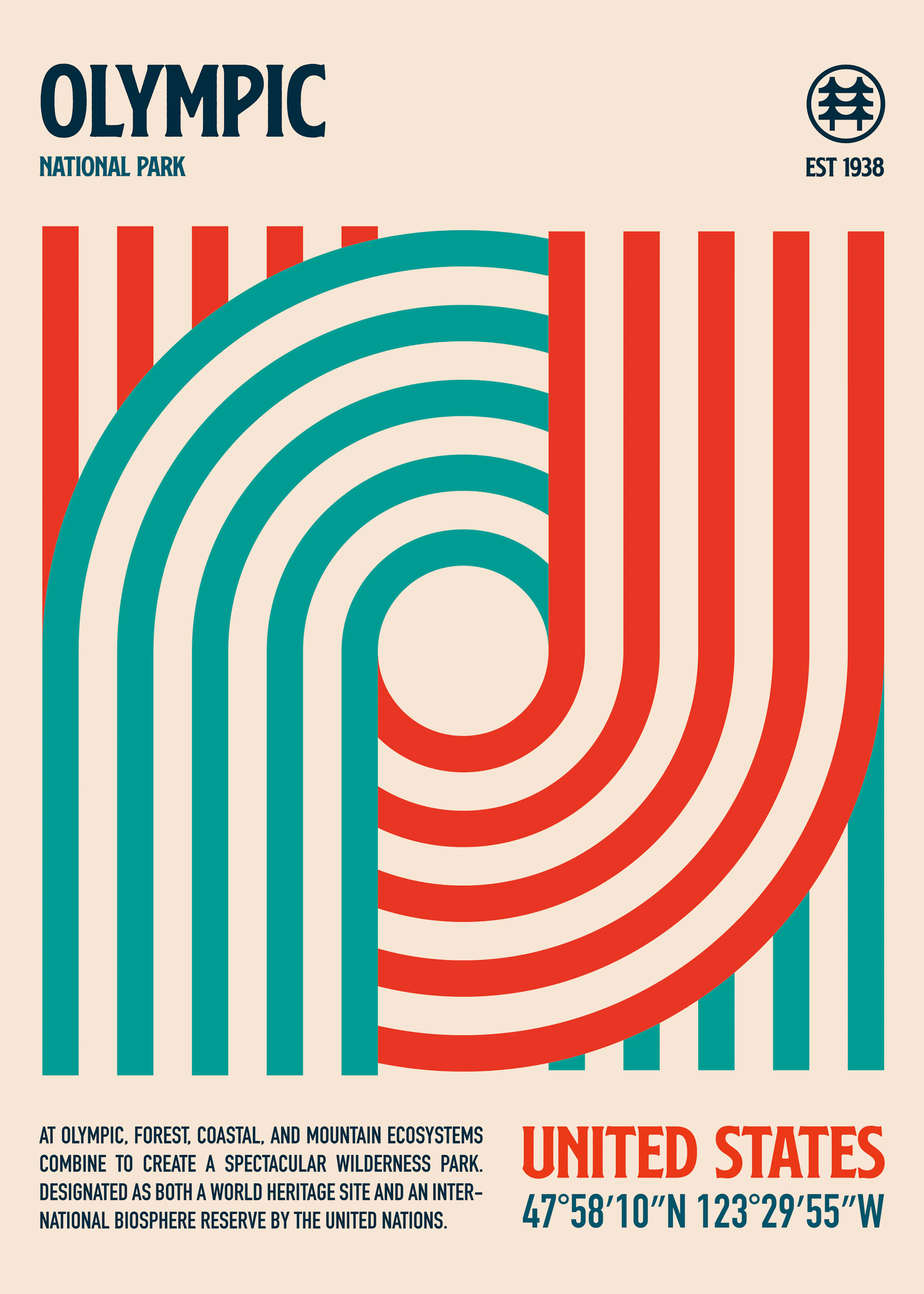Retrodrome - Olympic National Park Retro Design Poster 0