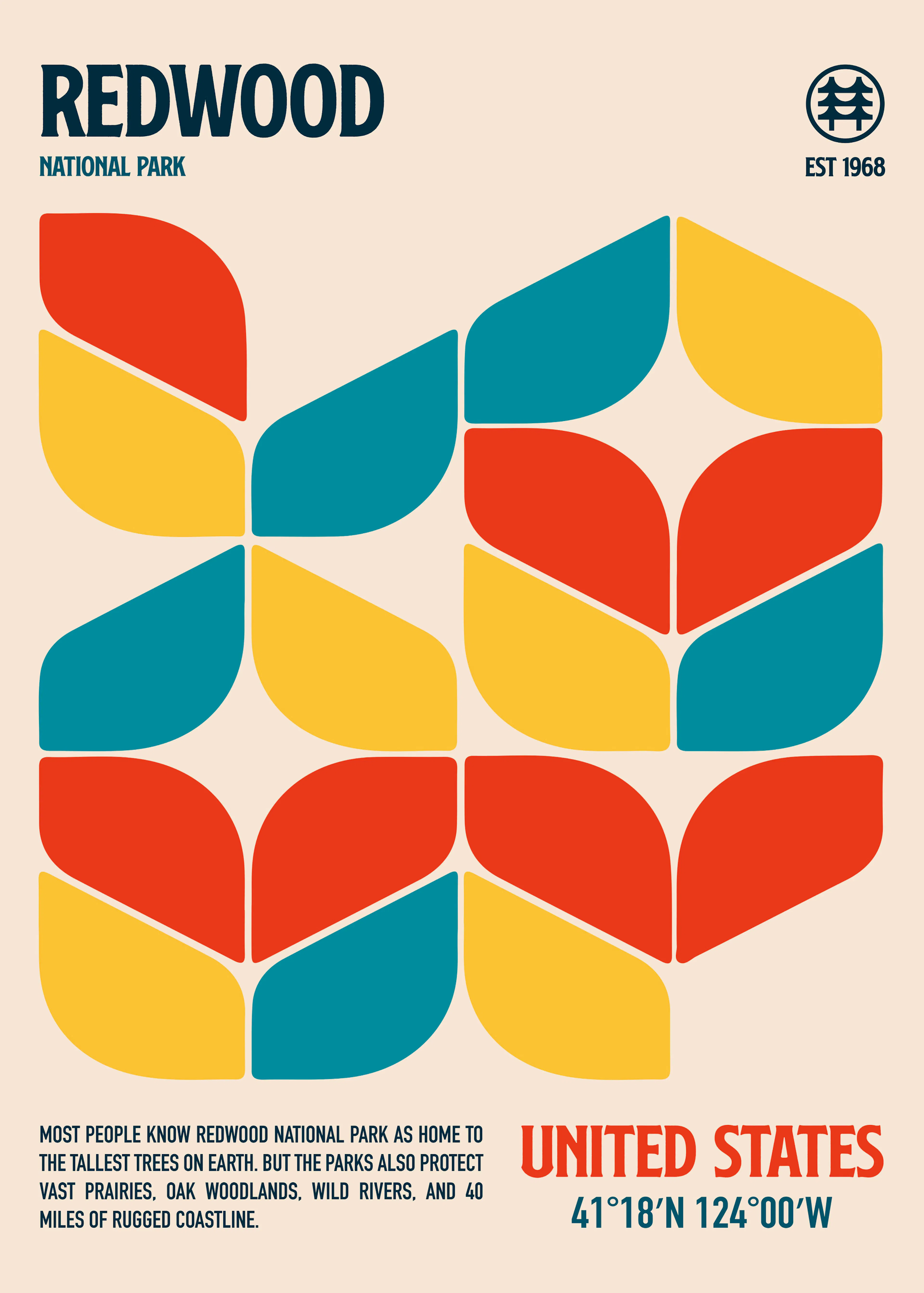 Retrodrome - Midcentury Redwood Forest Pattern Poster 0