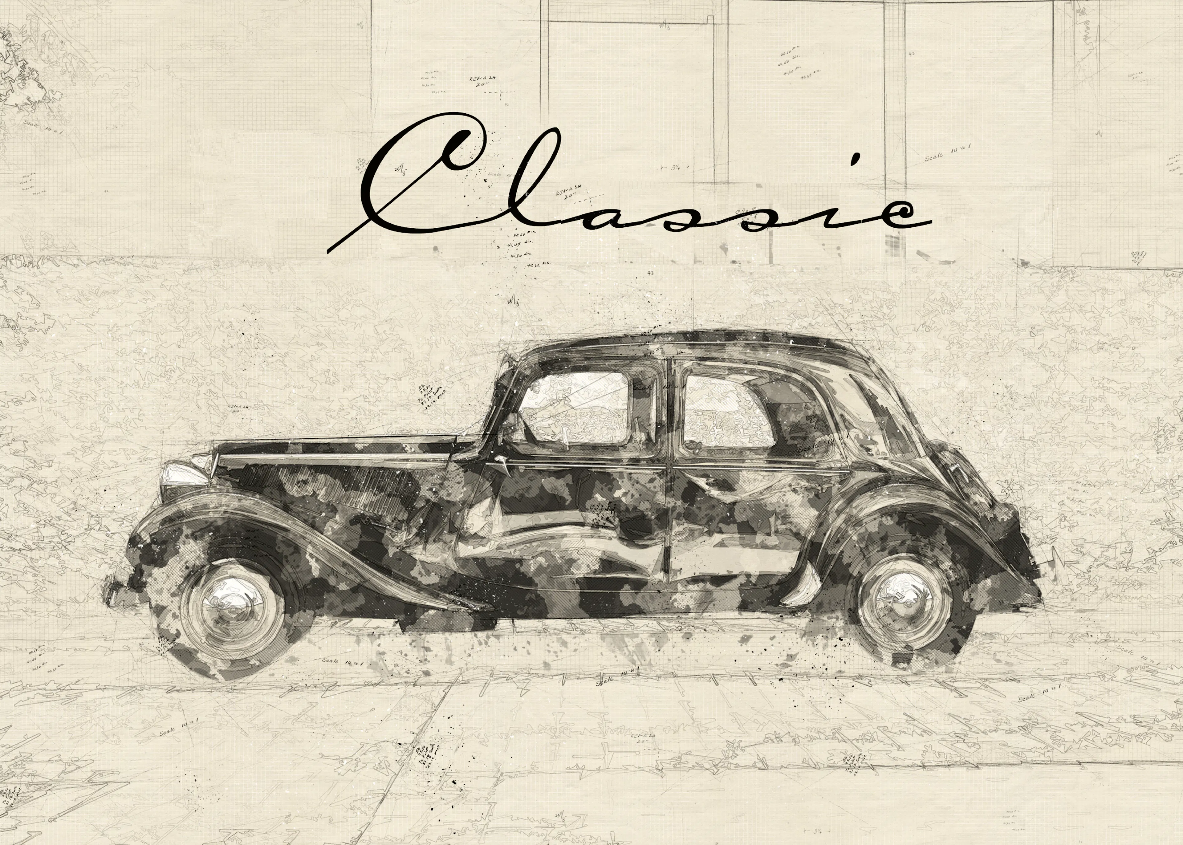 Lembayung senja studio [Vintage Poster] - Classic Vintage Car Drawing Poster 0