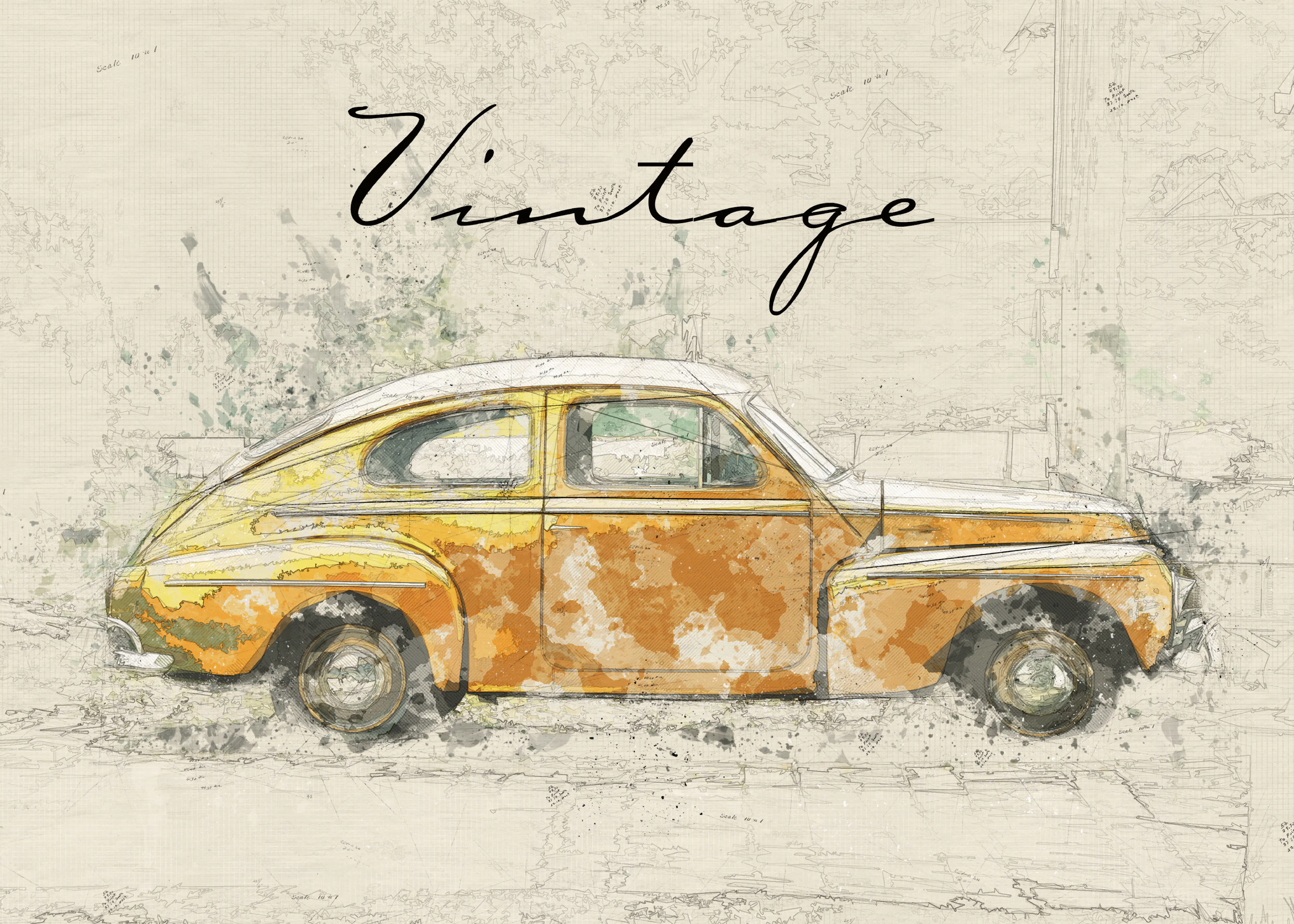 Lembayung senja studio [Vintage Poster] - Vintage Car Sketch Poster 0