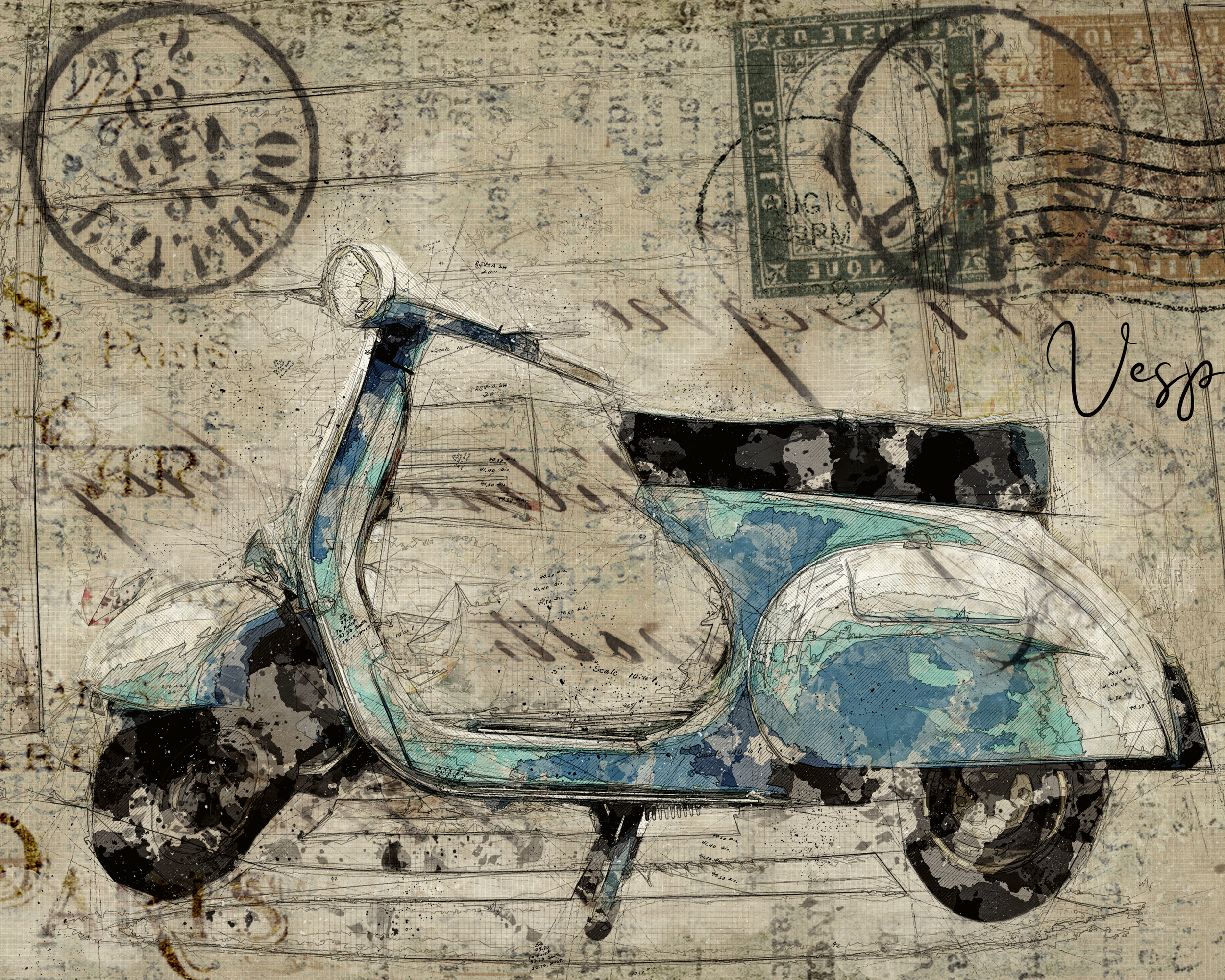 Lembayung senja studio [Poster Vintage] - Carte Poștală Vespa