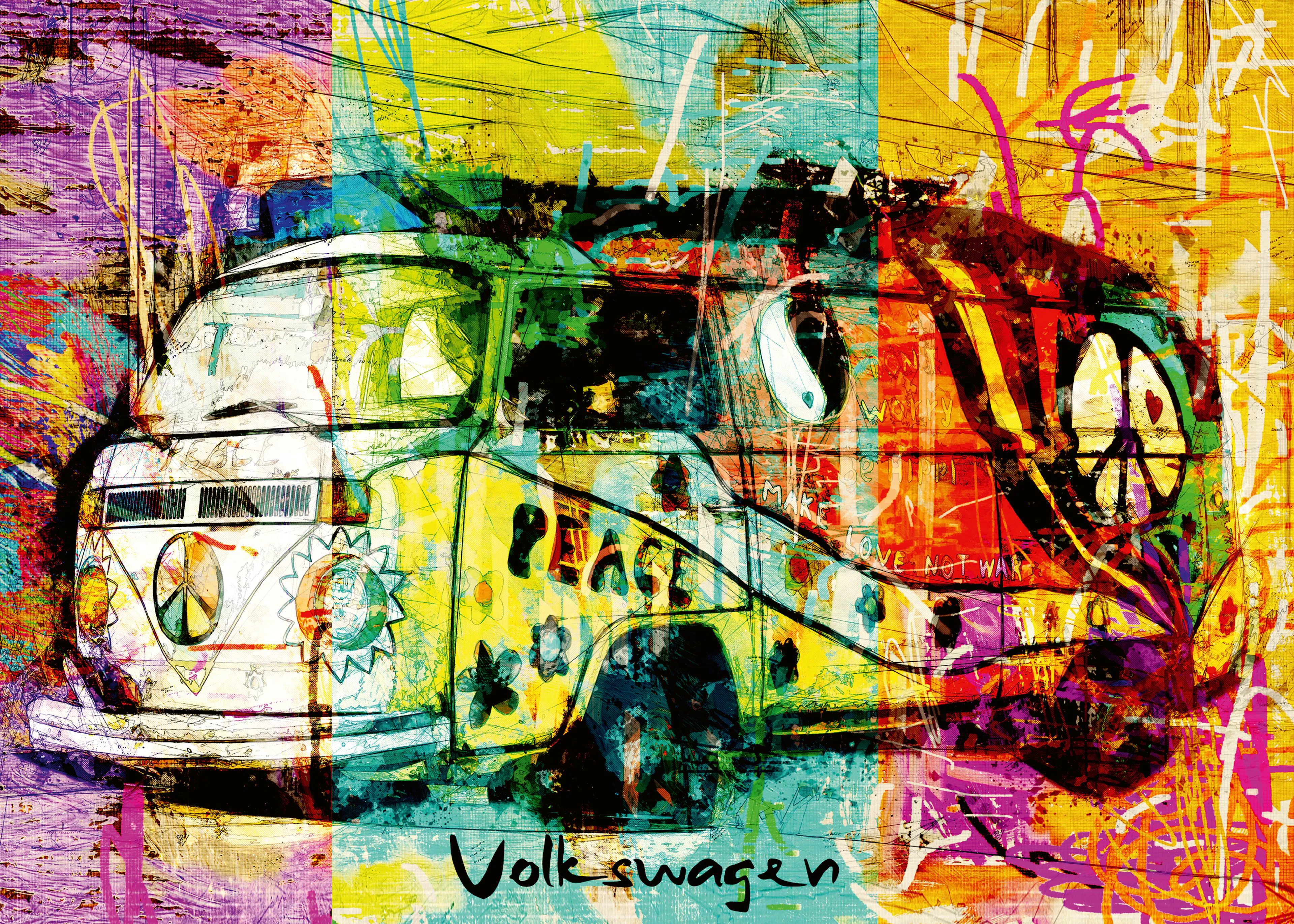 Lembayung senja studio [Vintage Poster] - Colourful Hippie Camper Van Poster 0