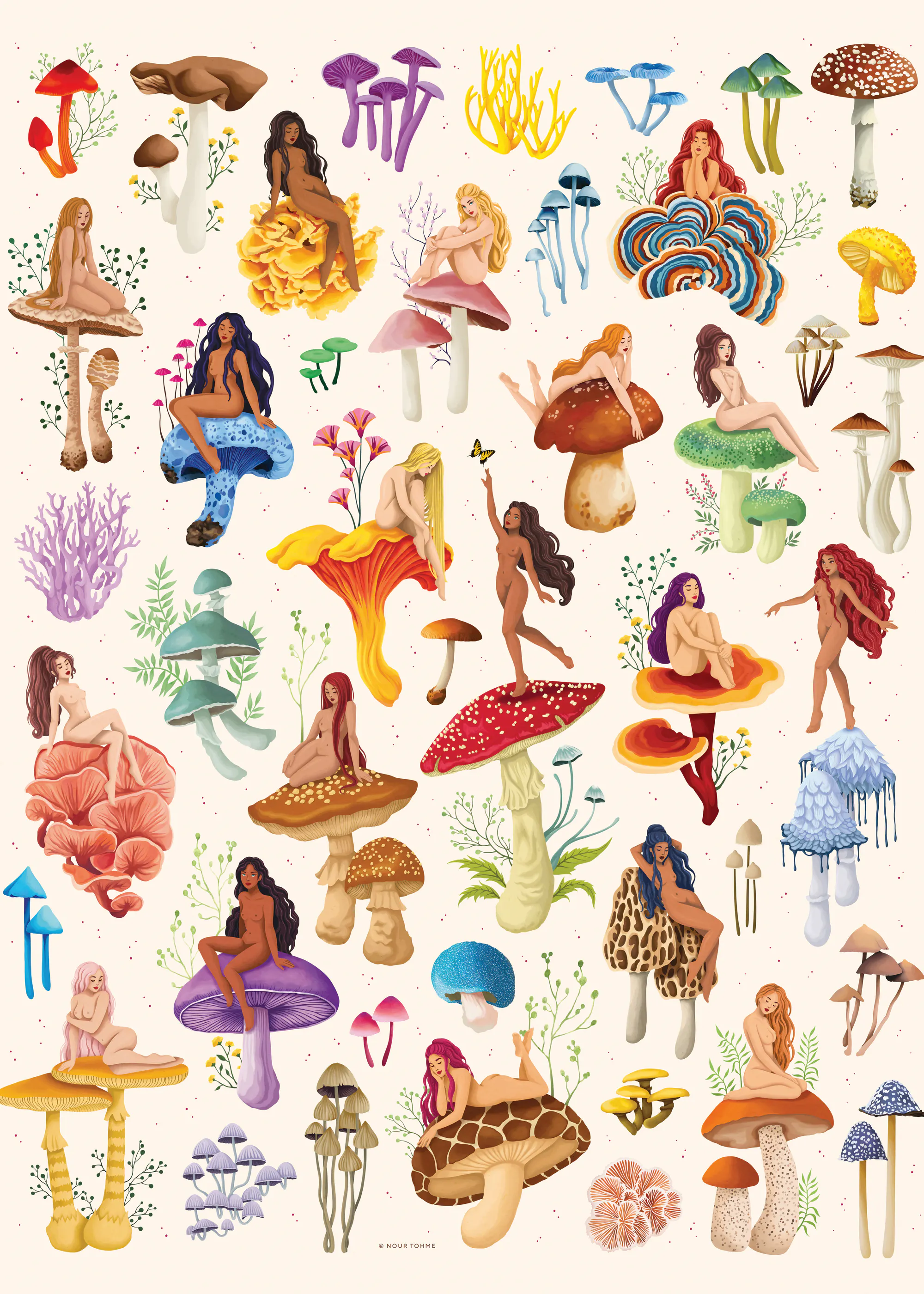 Nour Tohme - Enchanted Mushroom Fairies Print 0