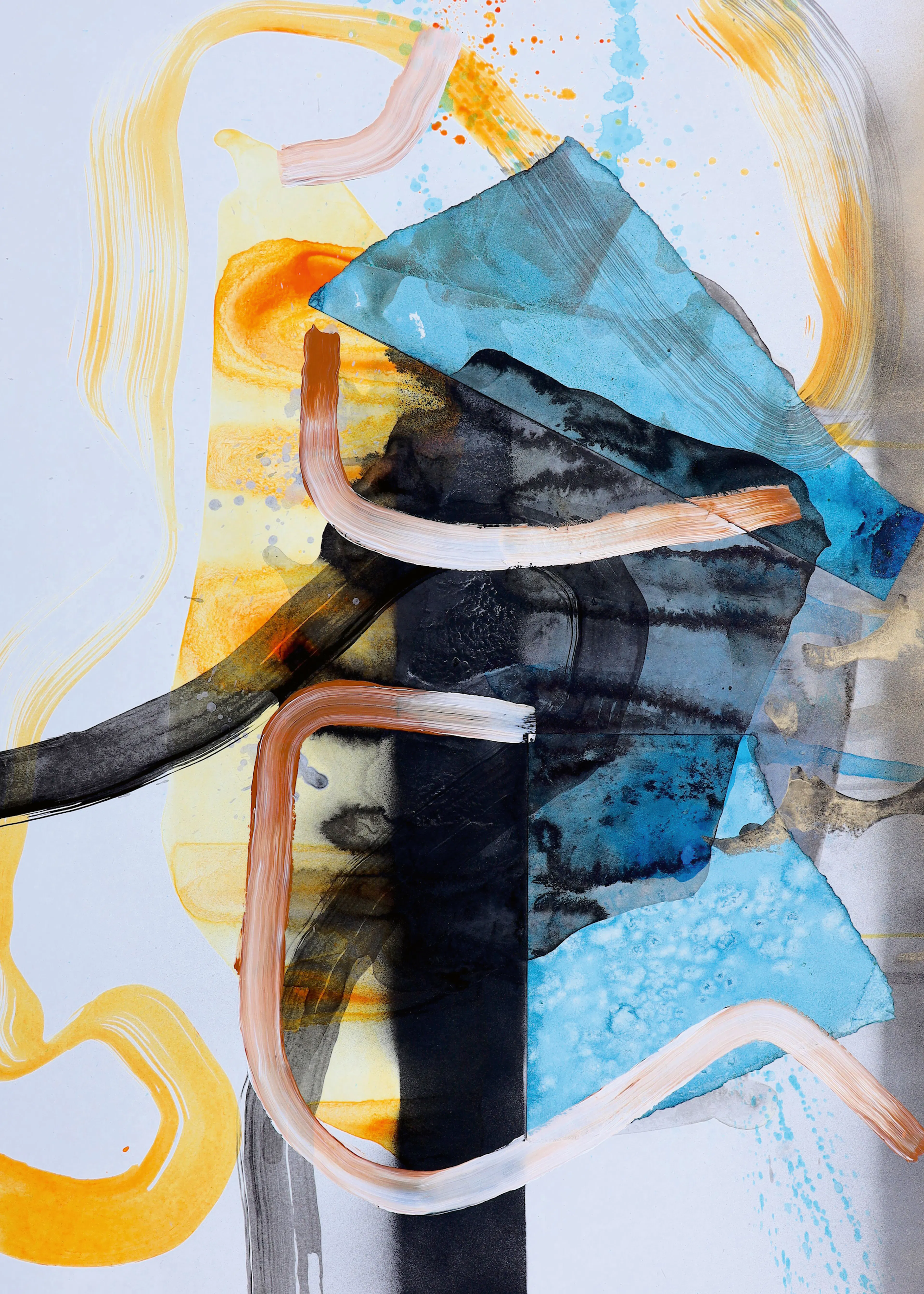 POOVI ART - Dynamic Blue Orange Abstract Poster 0