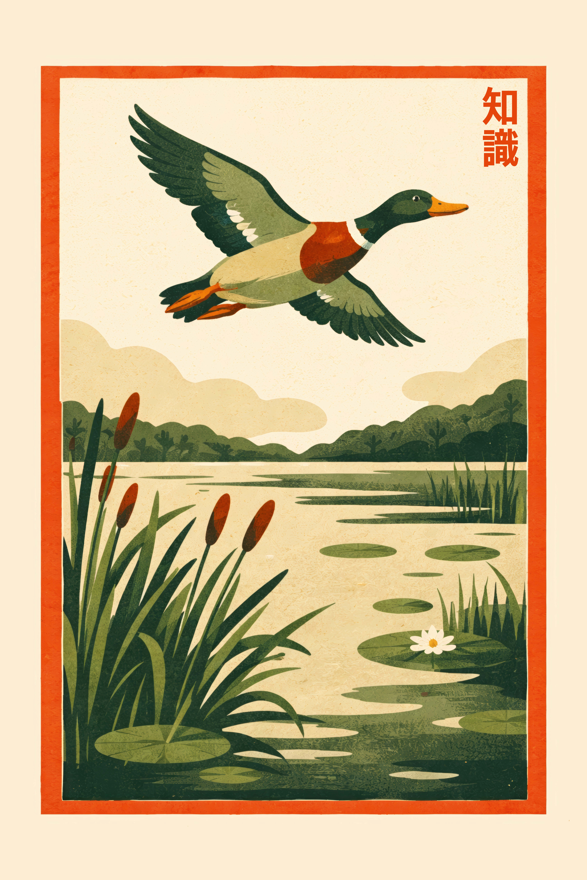 Patryk Krygowski - Flying Mallard Over Lake Print