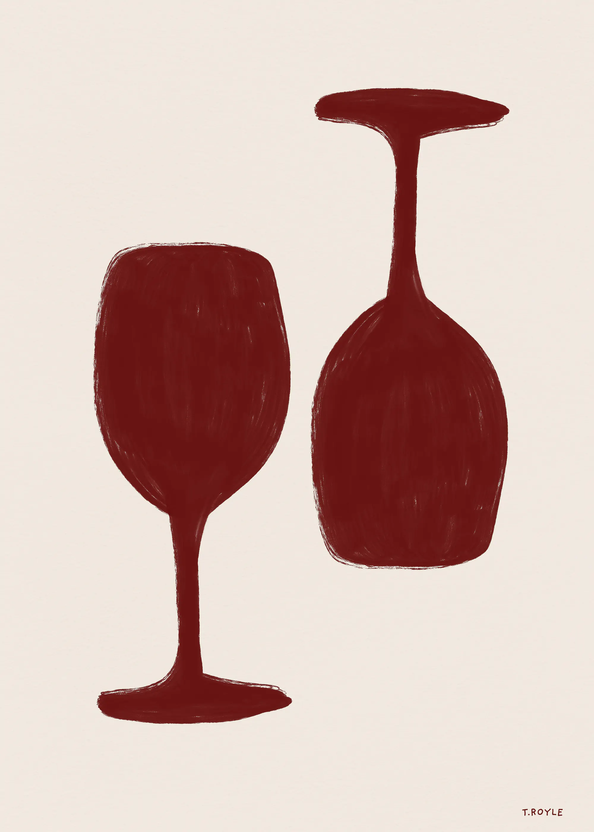 Tara Royle - Burgundy Glassware Pair Print 0