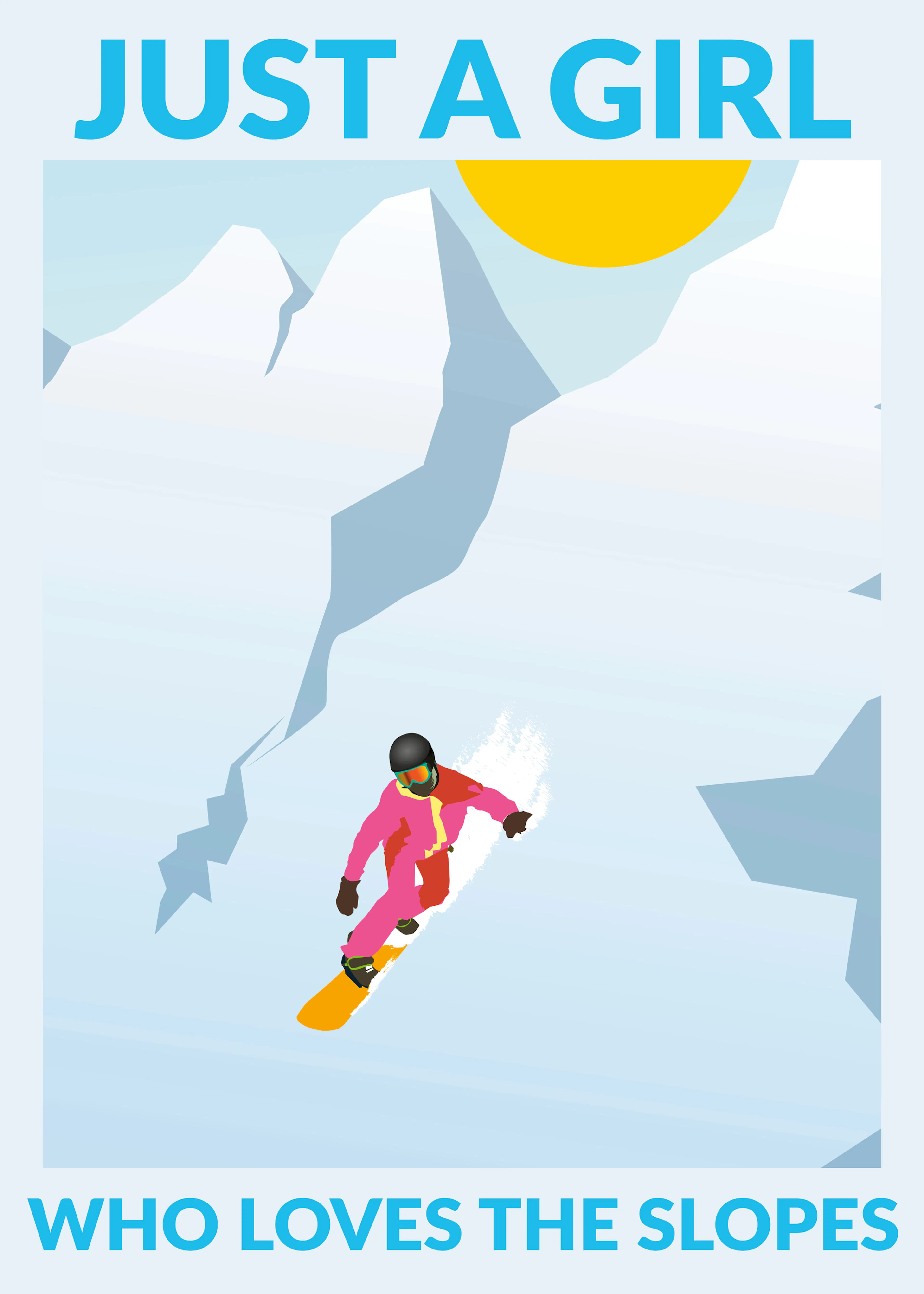 WallChart Art Studio - Girl Snowboarding Sunny Mountains Poster 0