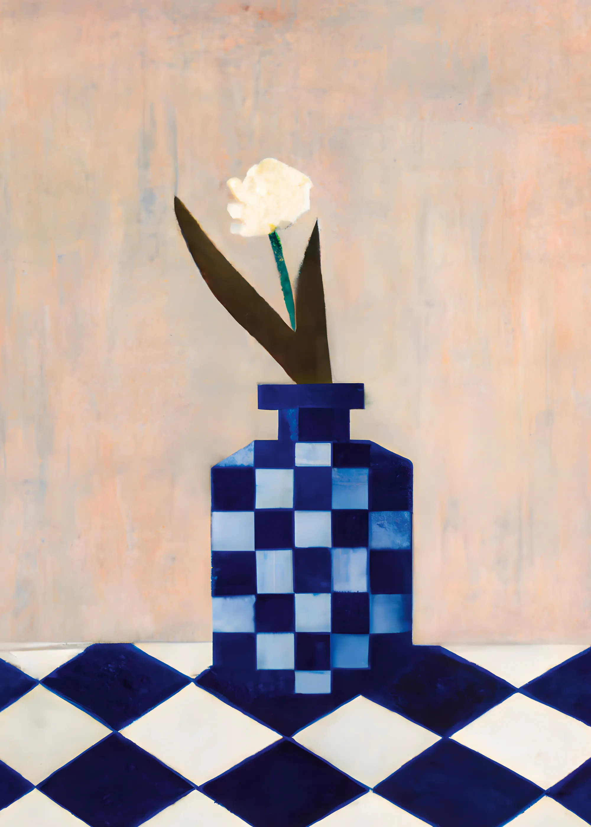 Merel Takken - White Flower Blue Vase Poster 0