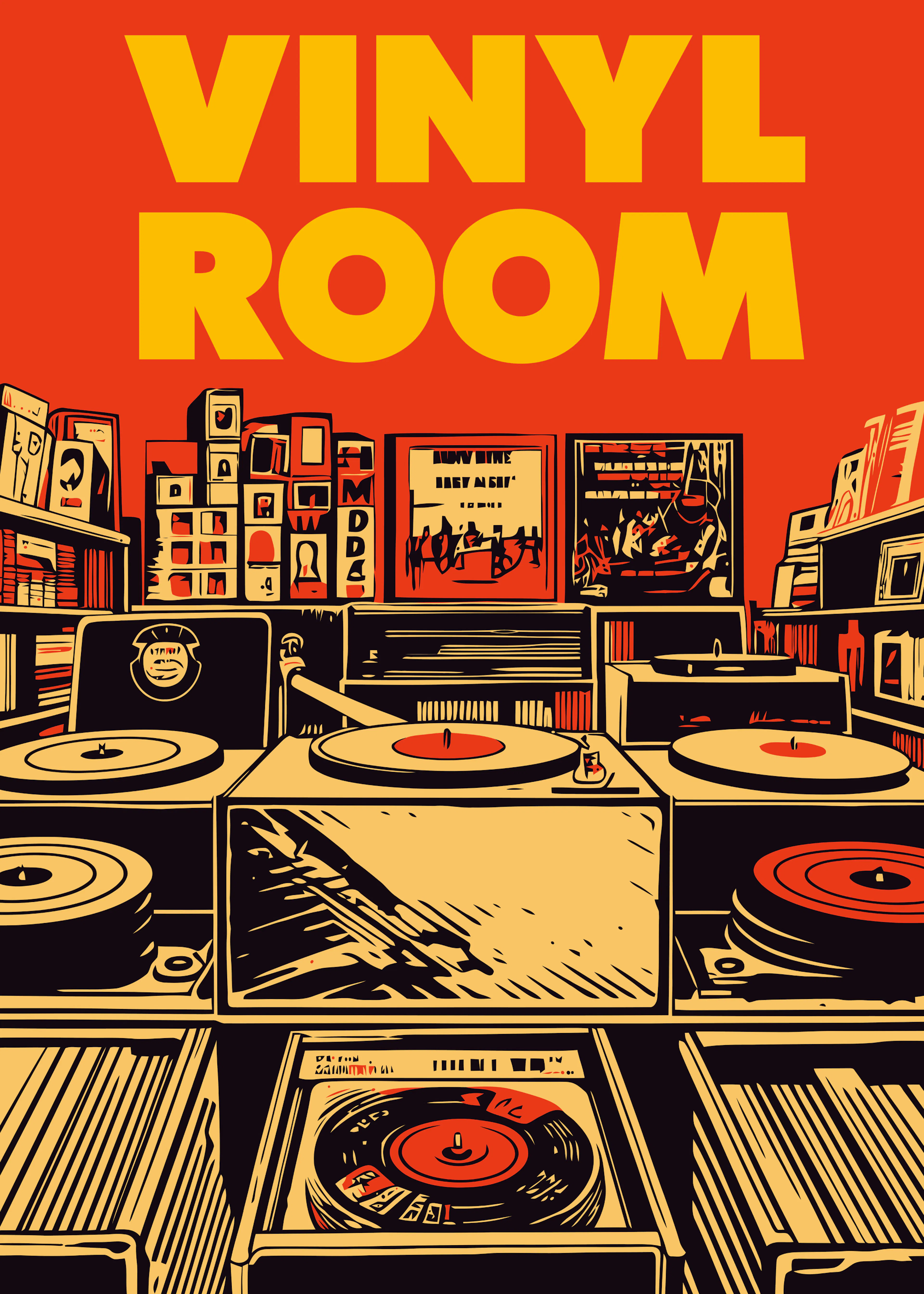 WallChart Art Studio - Retro Vinyl Shop Poster 0