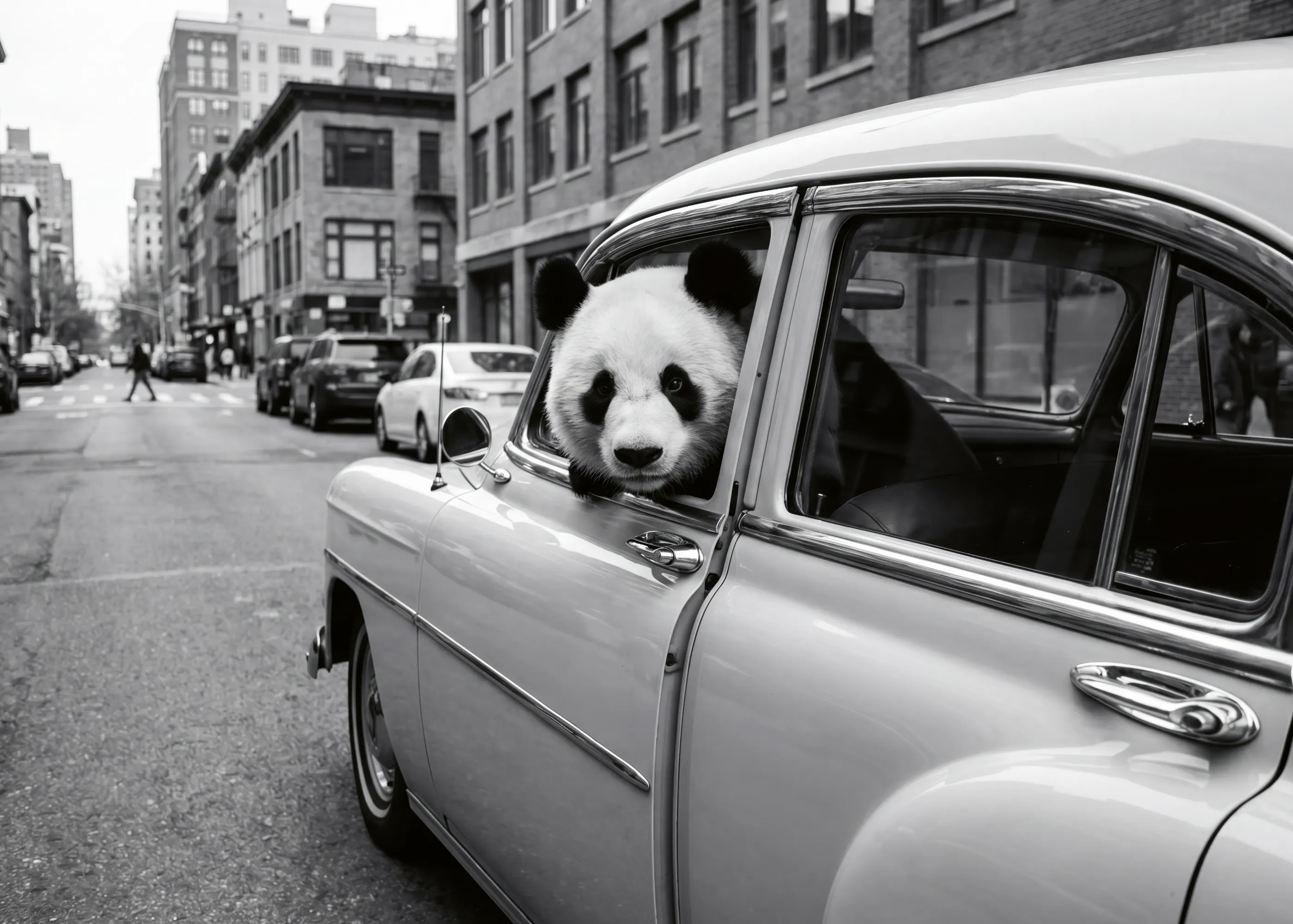 Andreas Magnusson - Panda im klassischen Auto Poster 0