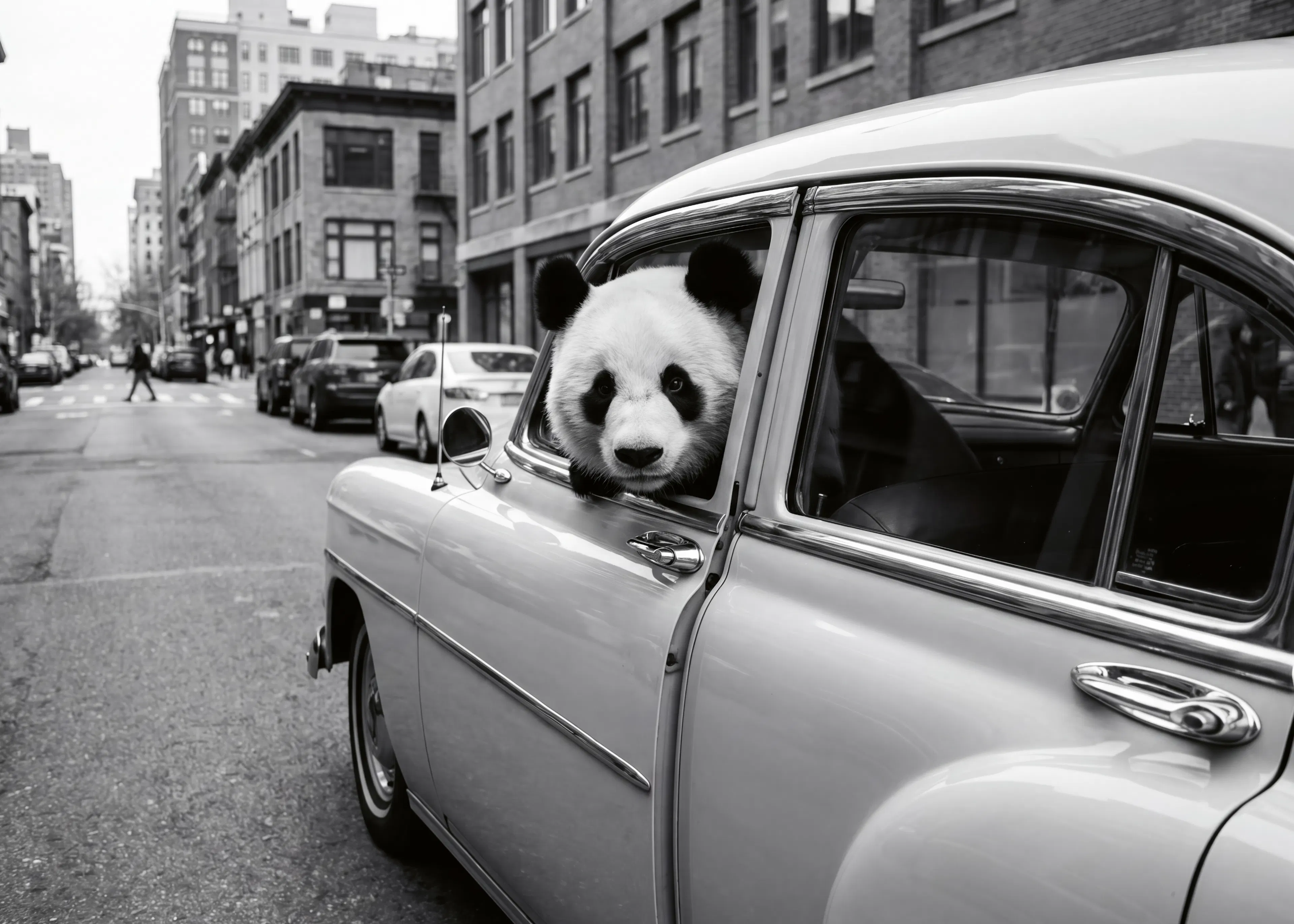 Andreas Magnusson - Panda im klassischen Auto Poster 0