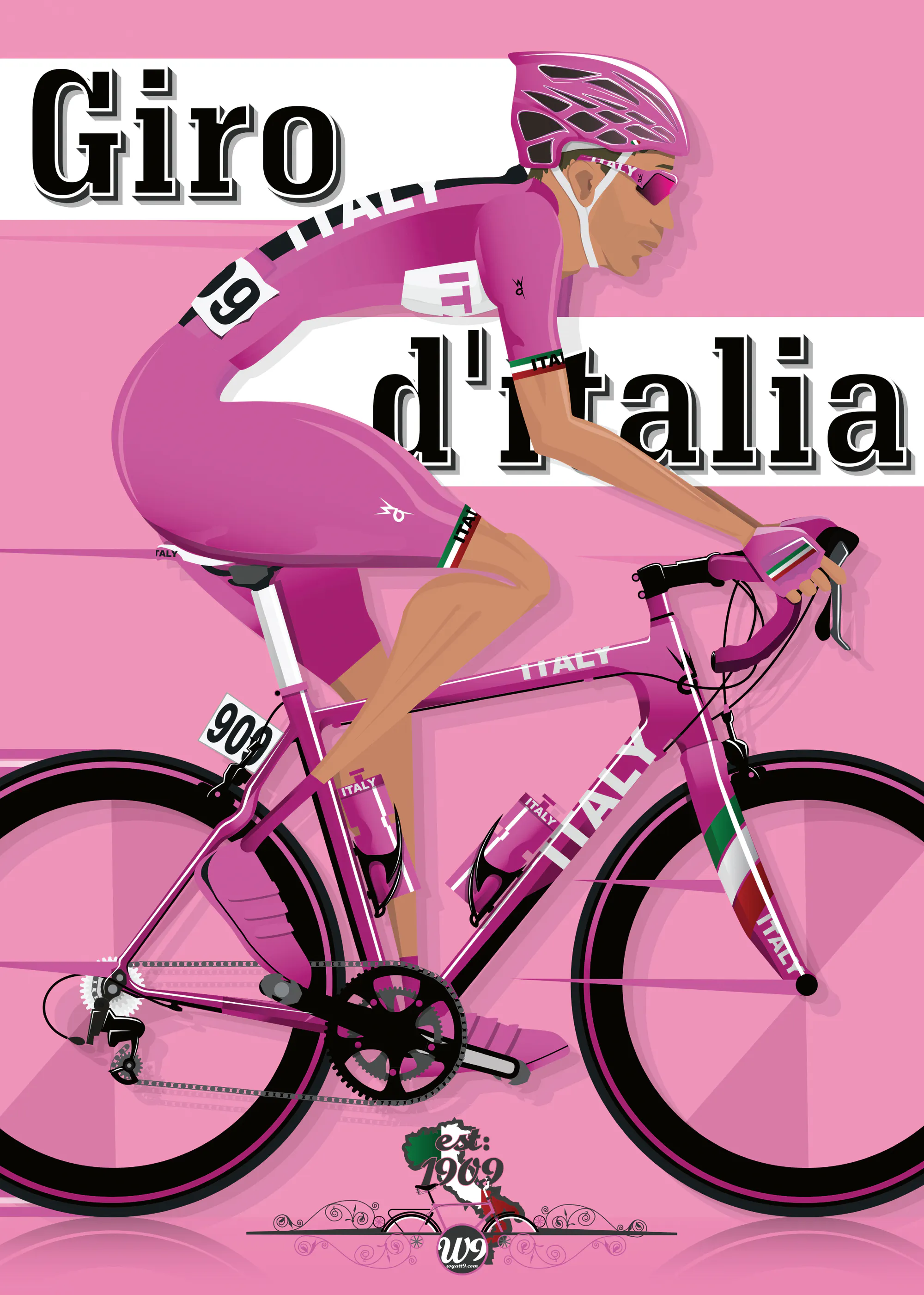 Wyatt 9 - Pink Italian Cycling Poster 0