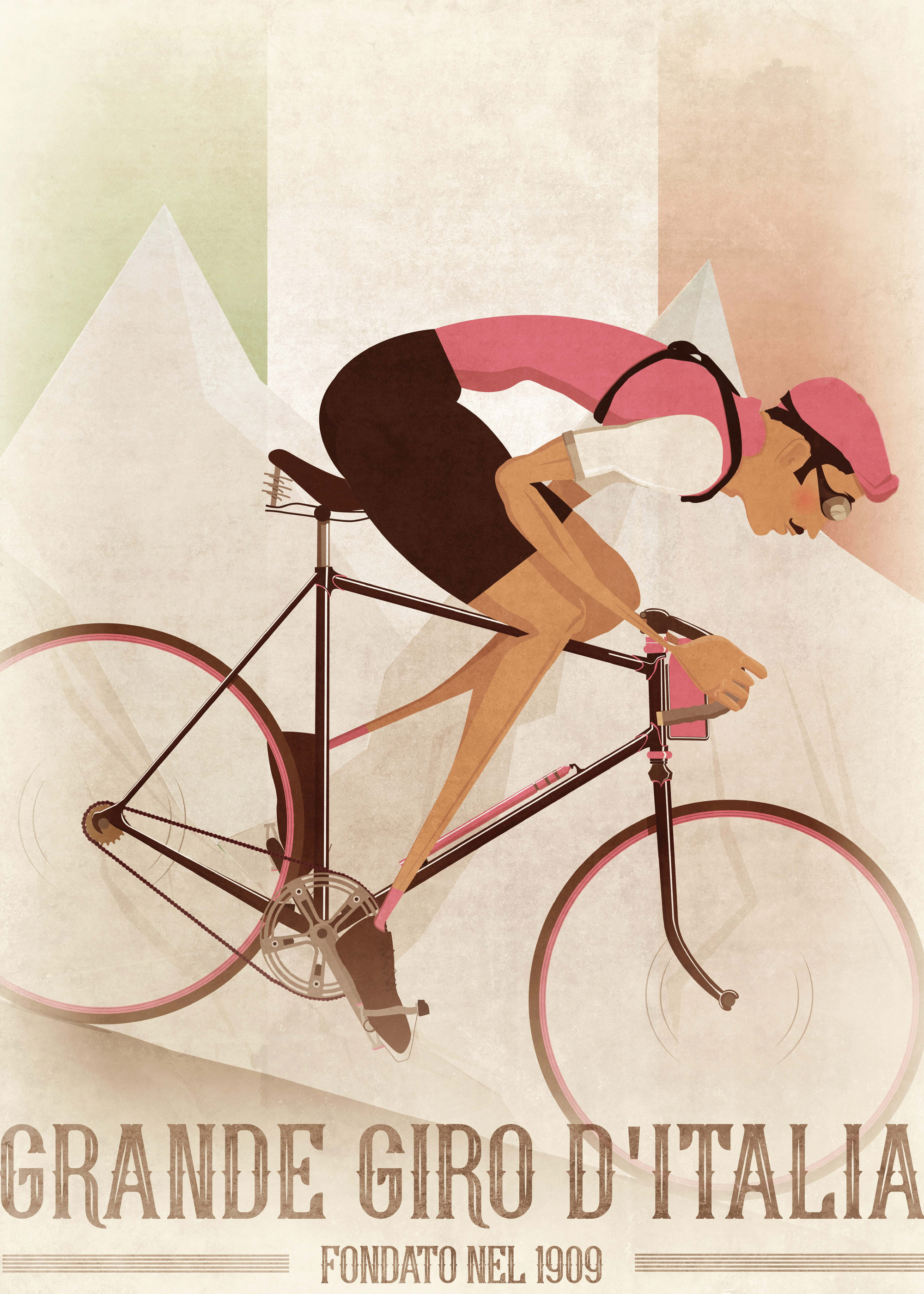 Wyatt 9 - Retro Italian Cyclist Poster