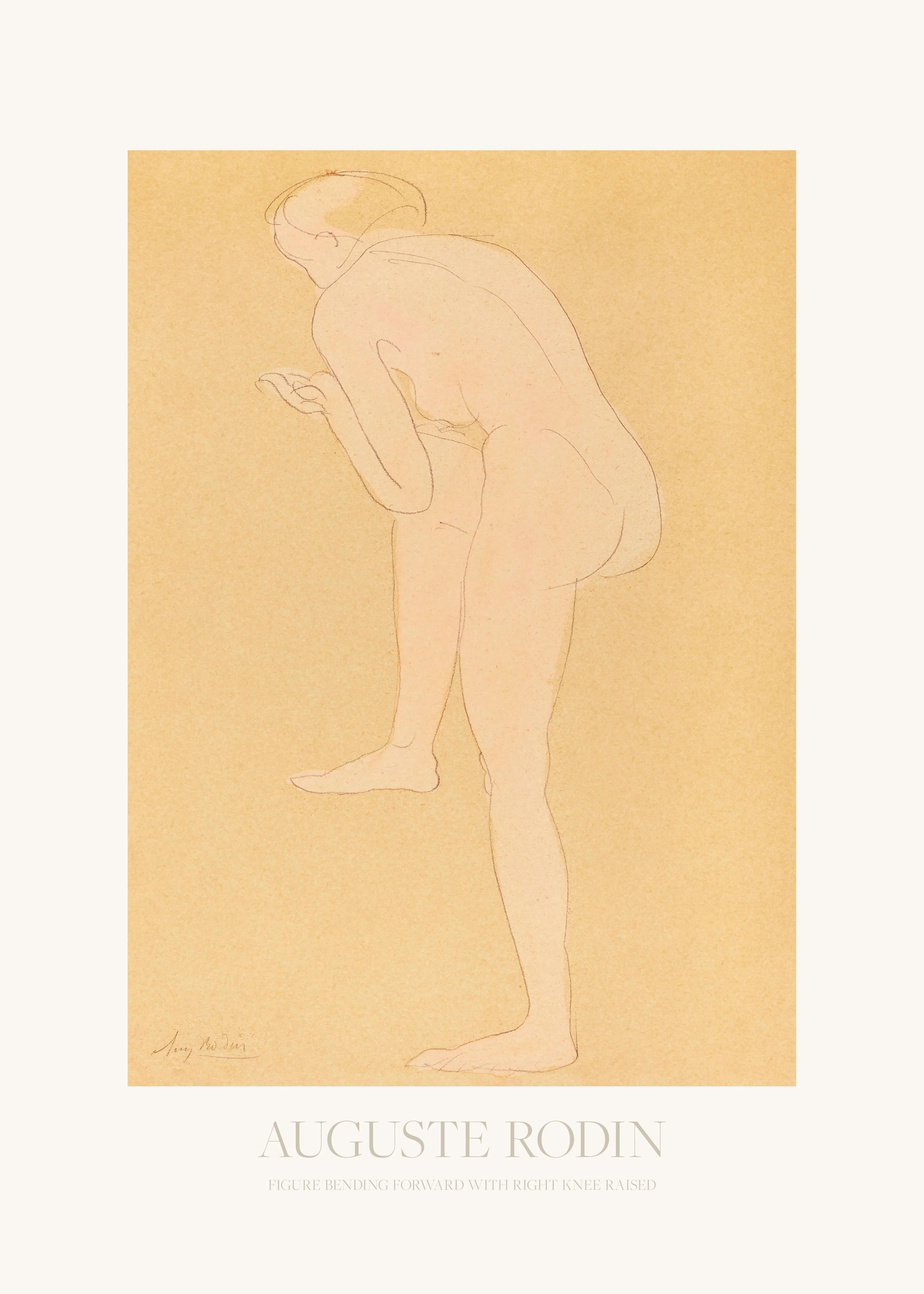 Auguste Rodin - Figure Bending Forward With Right Knee Raised Print 0