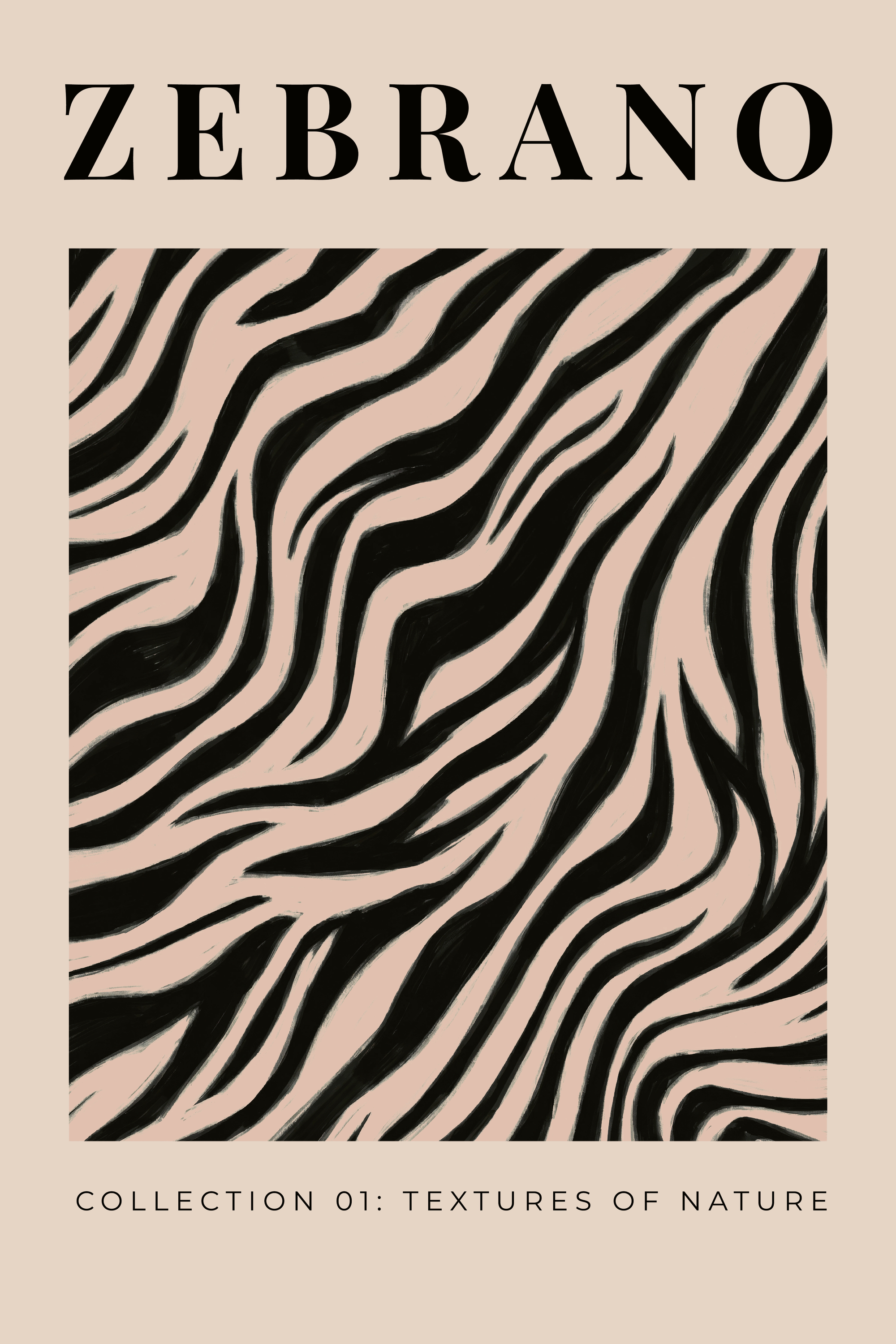 アート・デザイン・音楽 From Matt Black to Memphis Melloi Art Prints - Black Beige Zebra Stripes Poster
