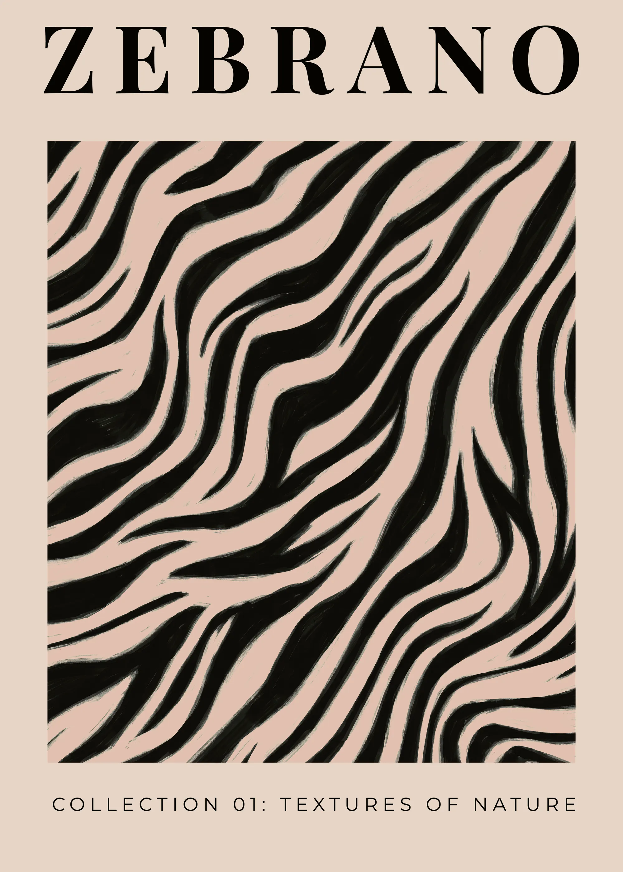 Melloi Art Prints - Black Beige Zebra Stripes Poster 0
