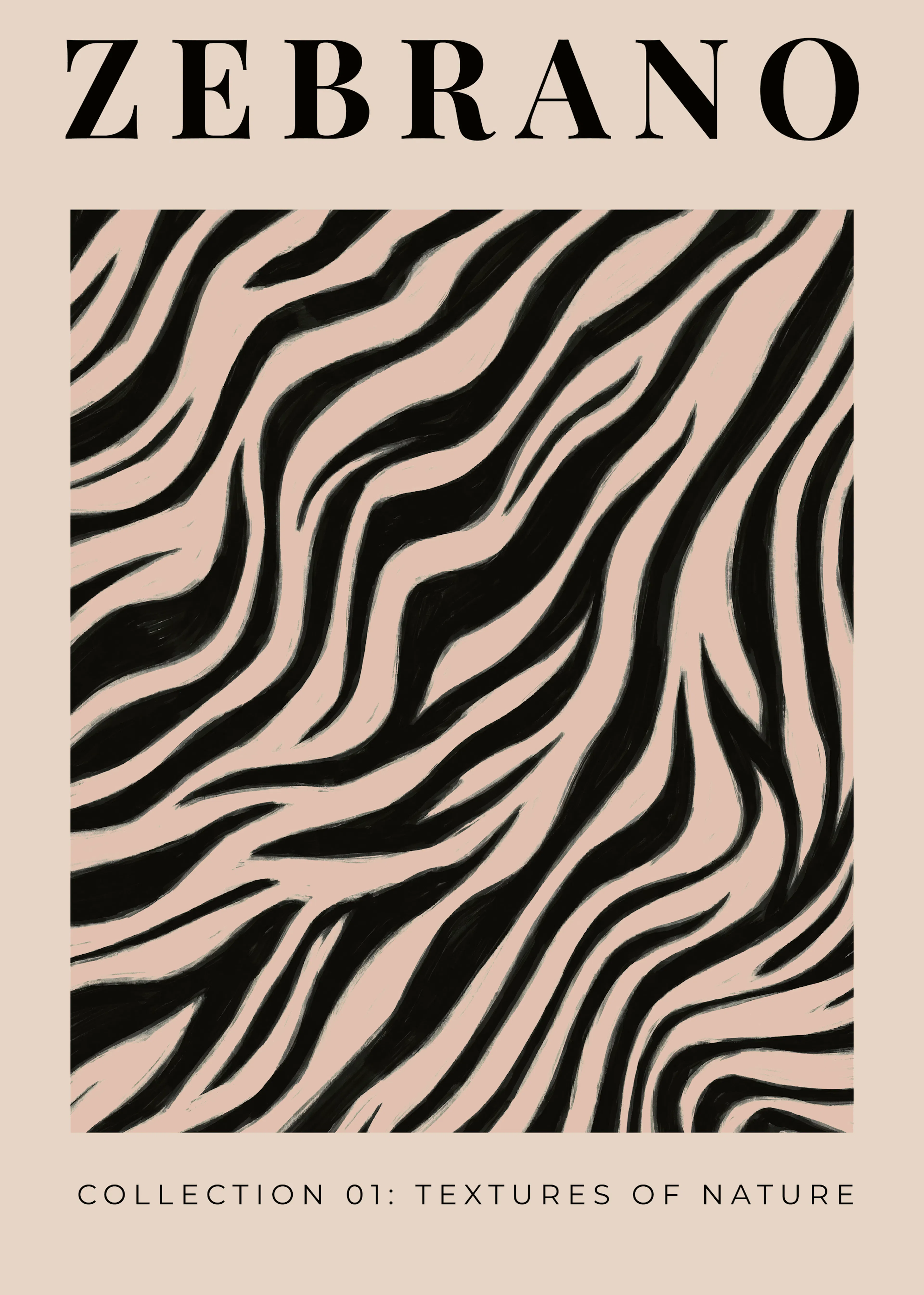 Melloi Art Prints - Black Beige Zebra Stripes Poster 0