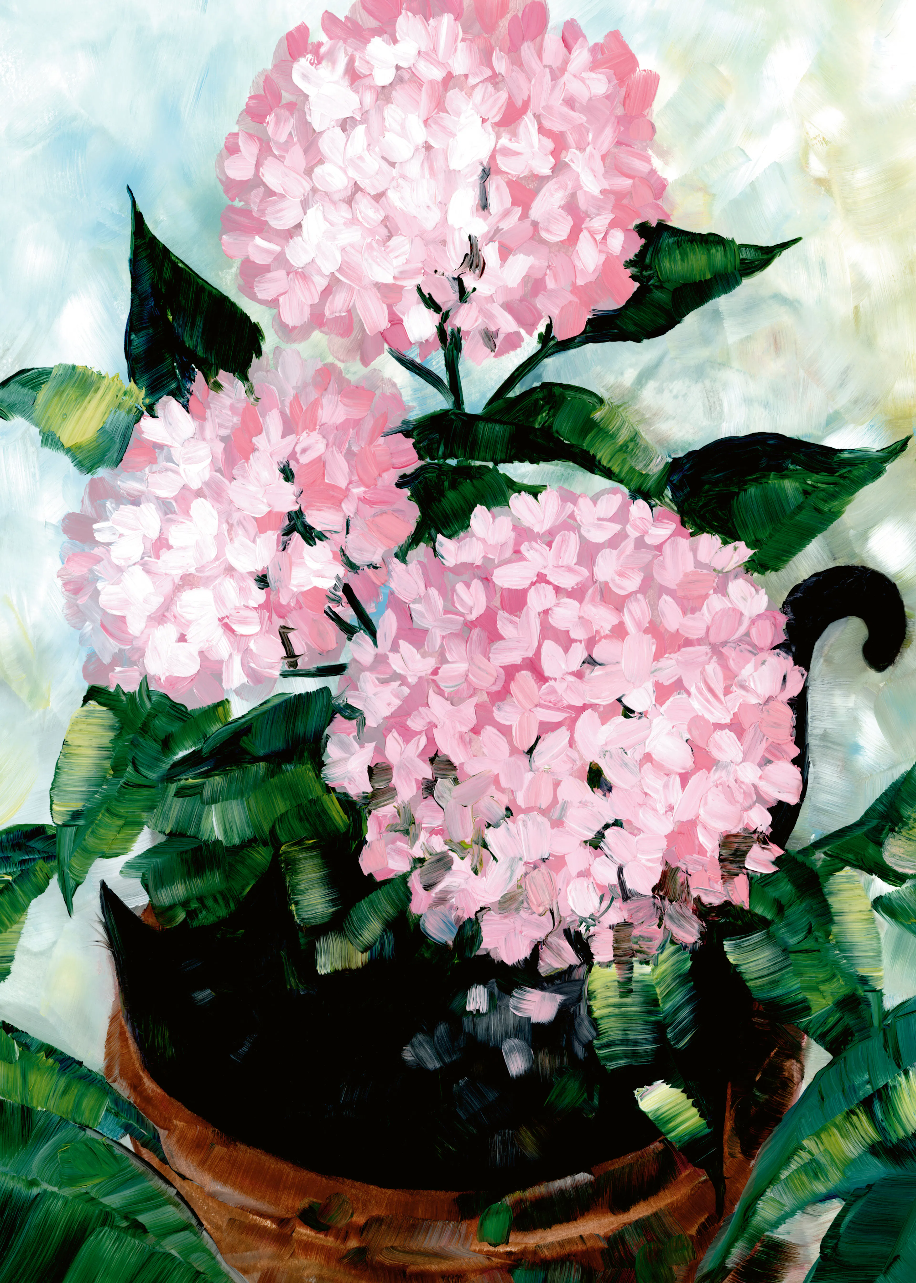 Rosana Laiz Blursbyai - Pink Potted Hydrangeas Poster 0