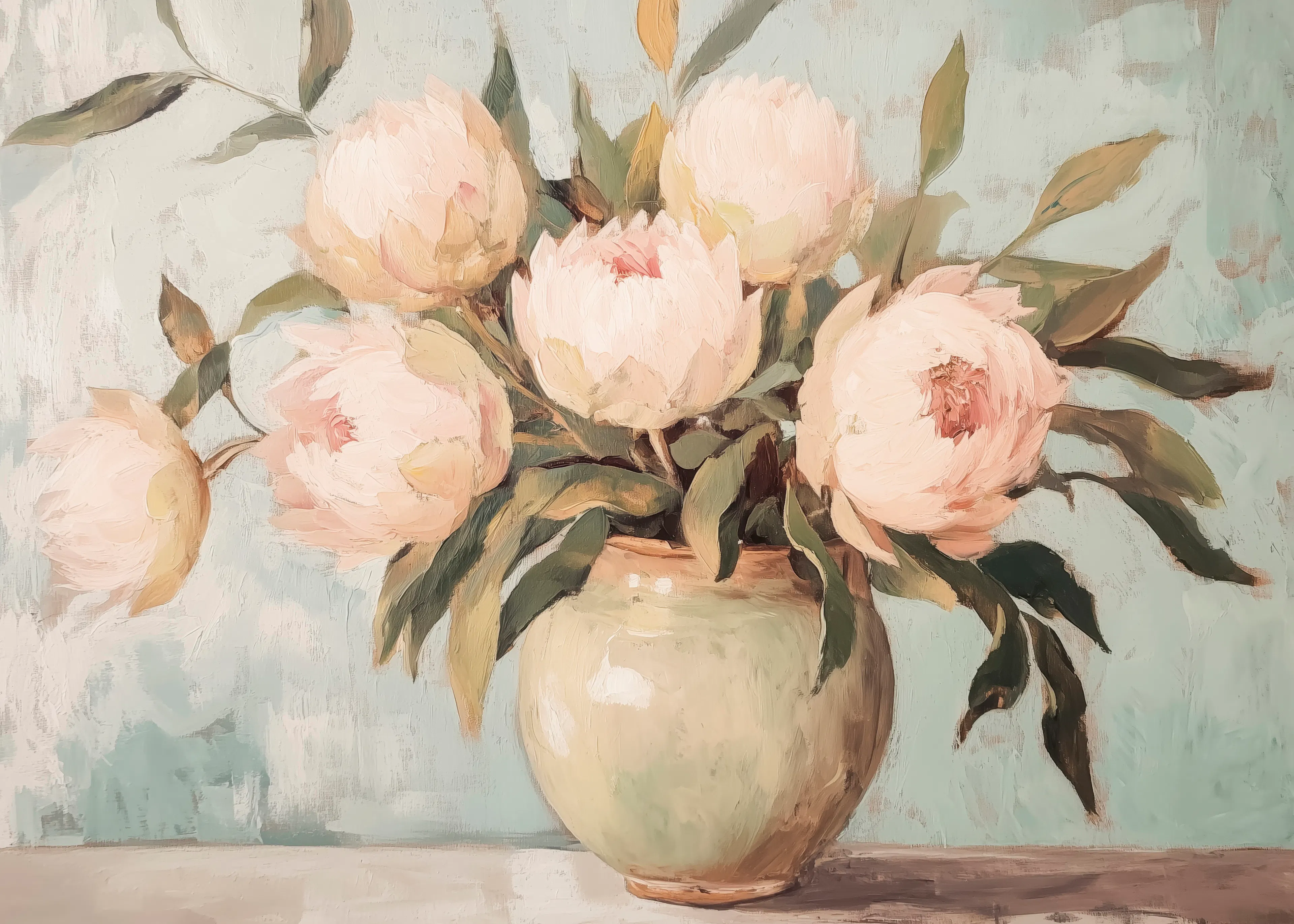 Melloi Art Prints - Blushing Peonies Still Life Poster 0