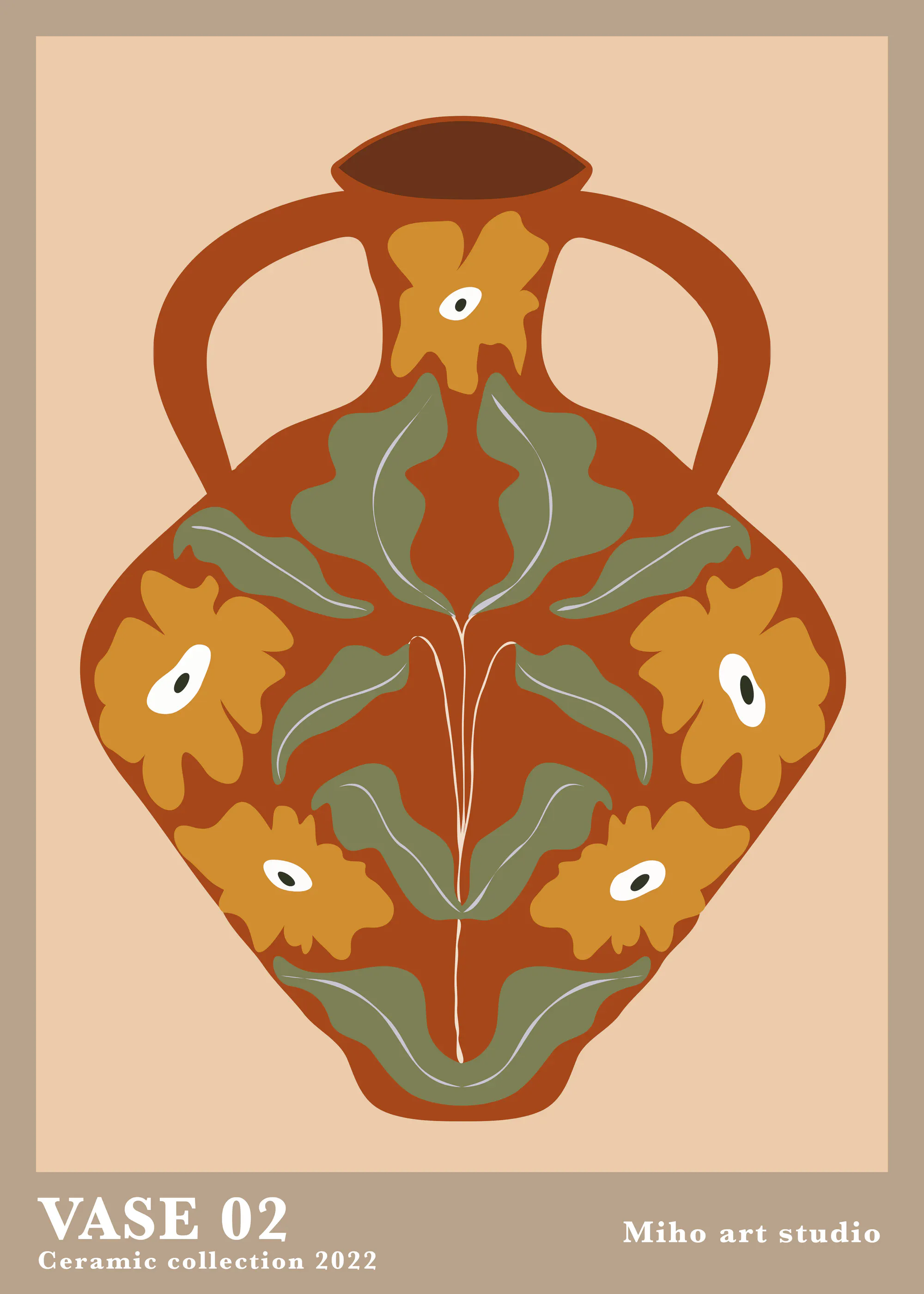 Miho Art Studio - Terracotta Floral Vase Poster 0