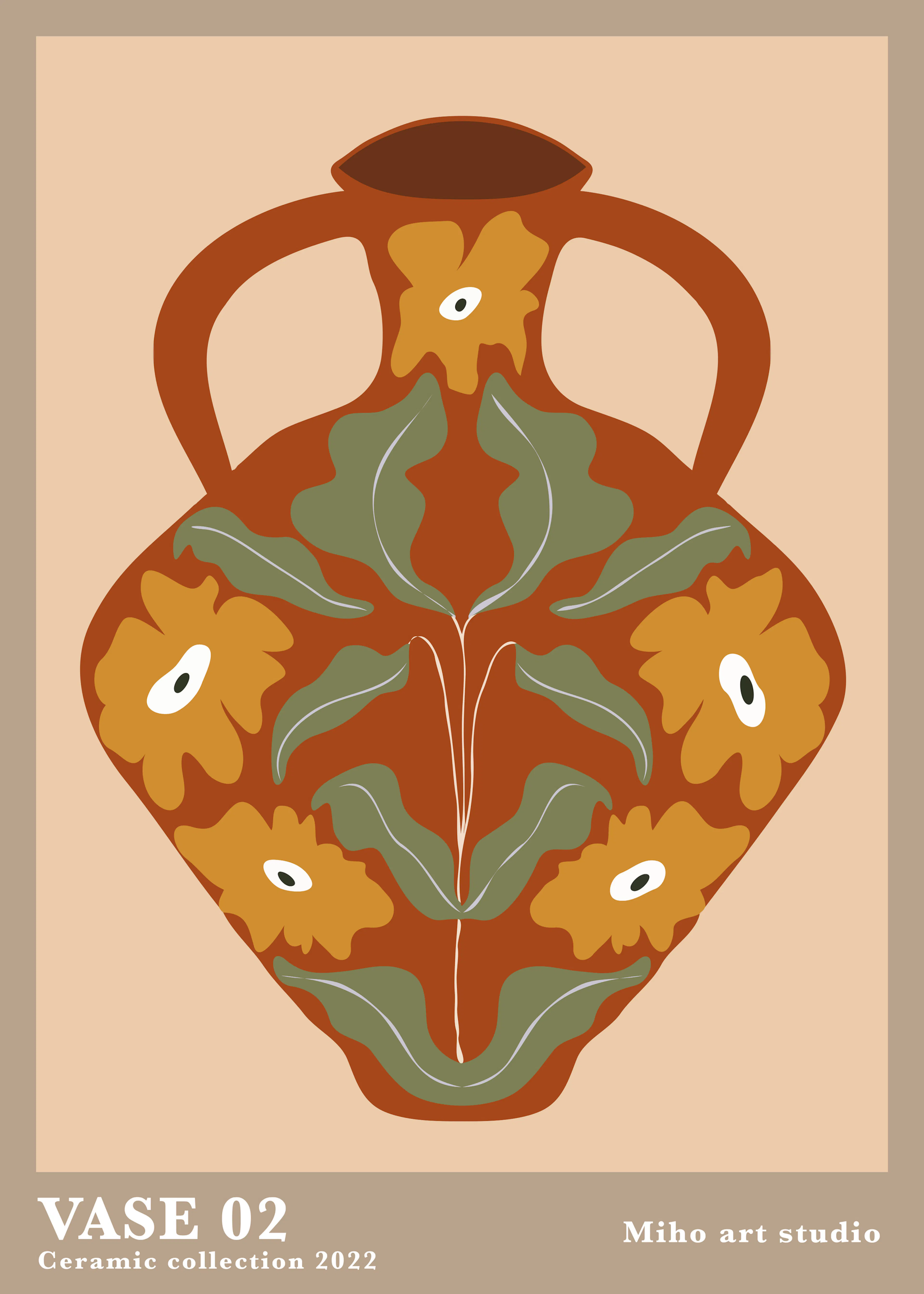 Miho Art Studio - Terracotta Floral Vase Poster 0