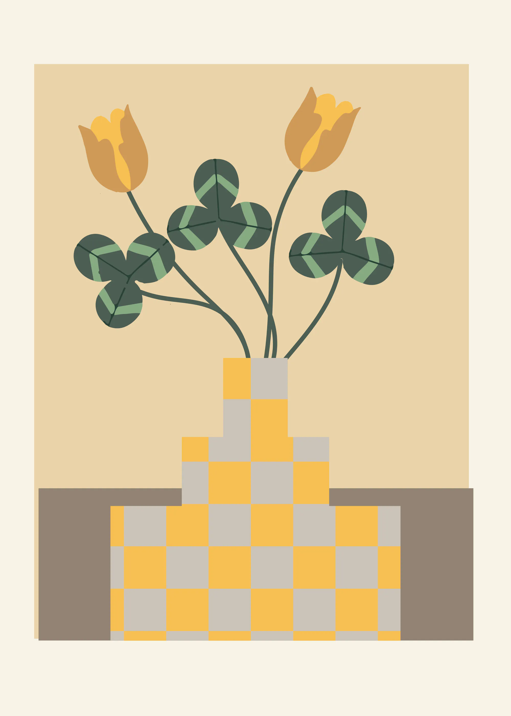 Paperago - Gelbe Tulpen Geometrische Vase Poster 0
