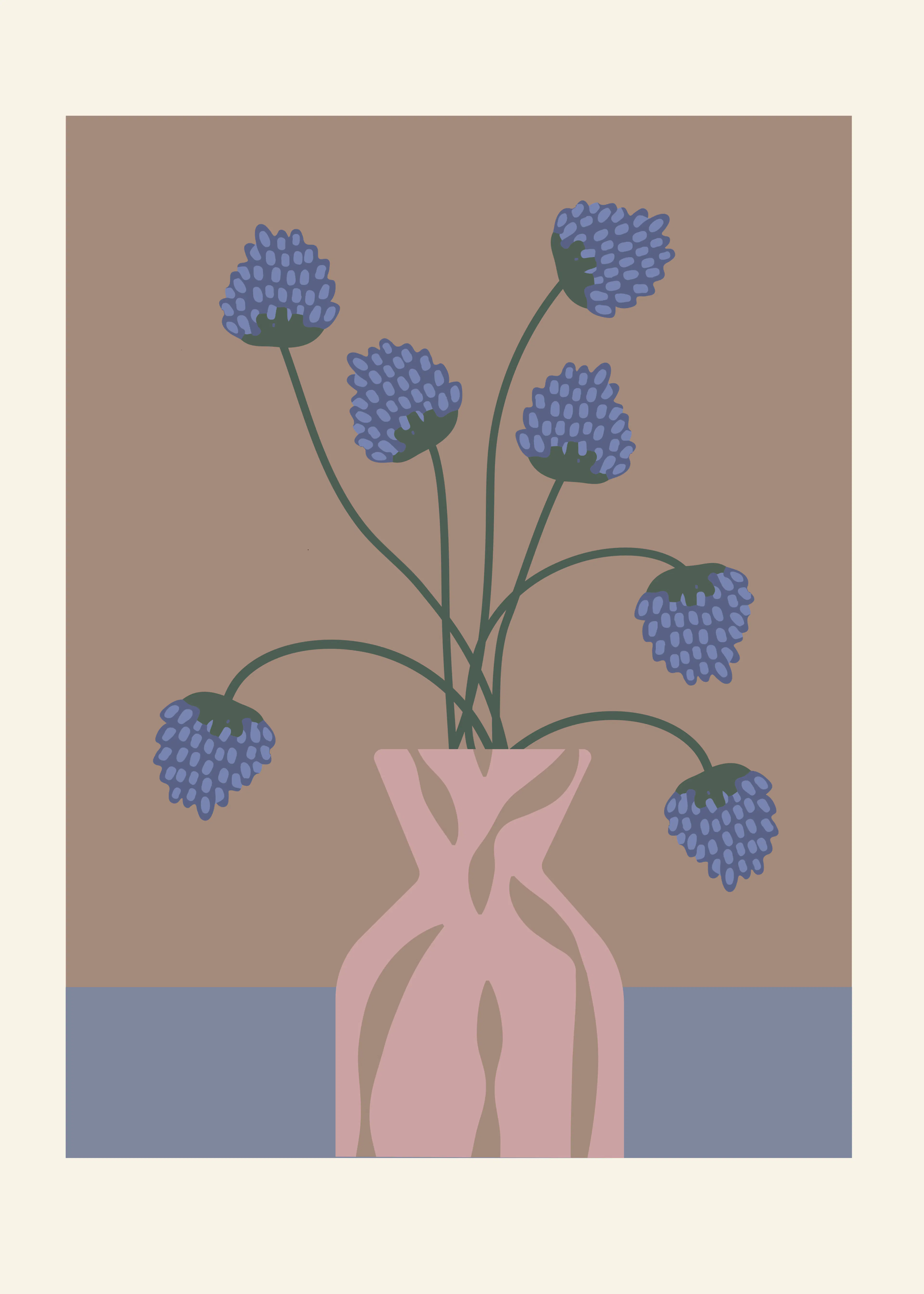 Paperago - Blue Flowers Pink Vase Poster 0