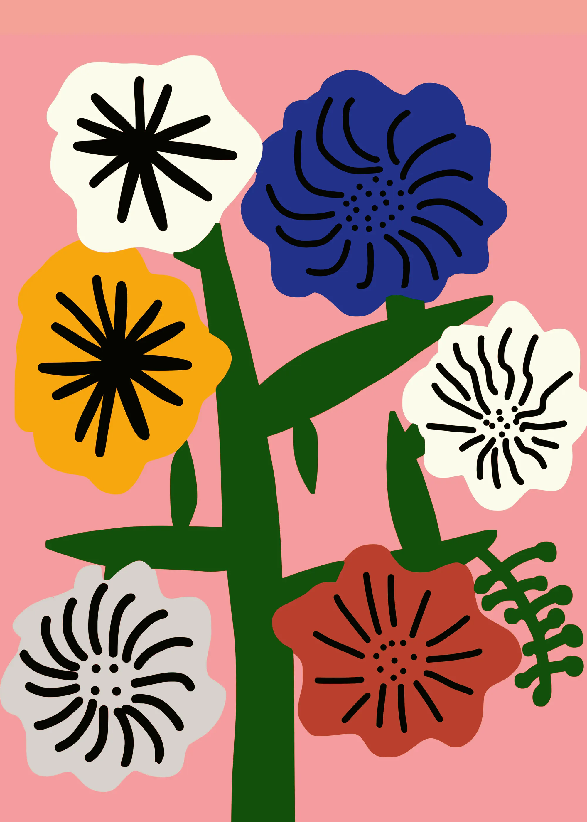 Little Dean - Farbenfrohe Abstrakte Blüten Poster 0