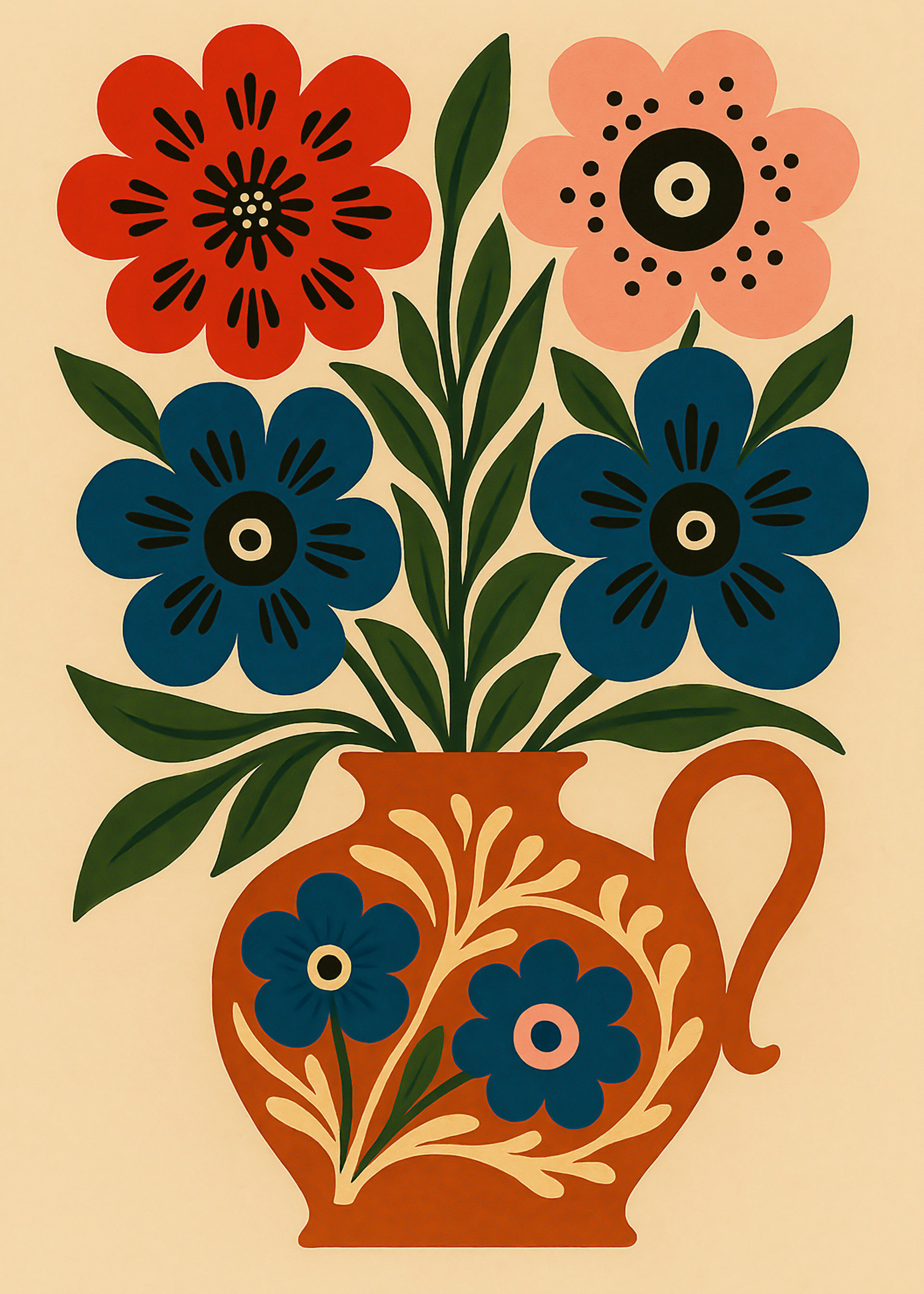 Marianne Bassil - Volkskunst Blumenvase Poster 0