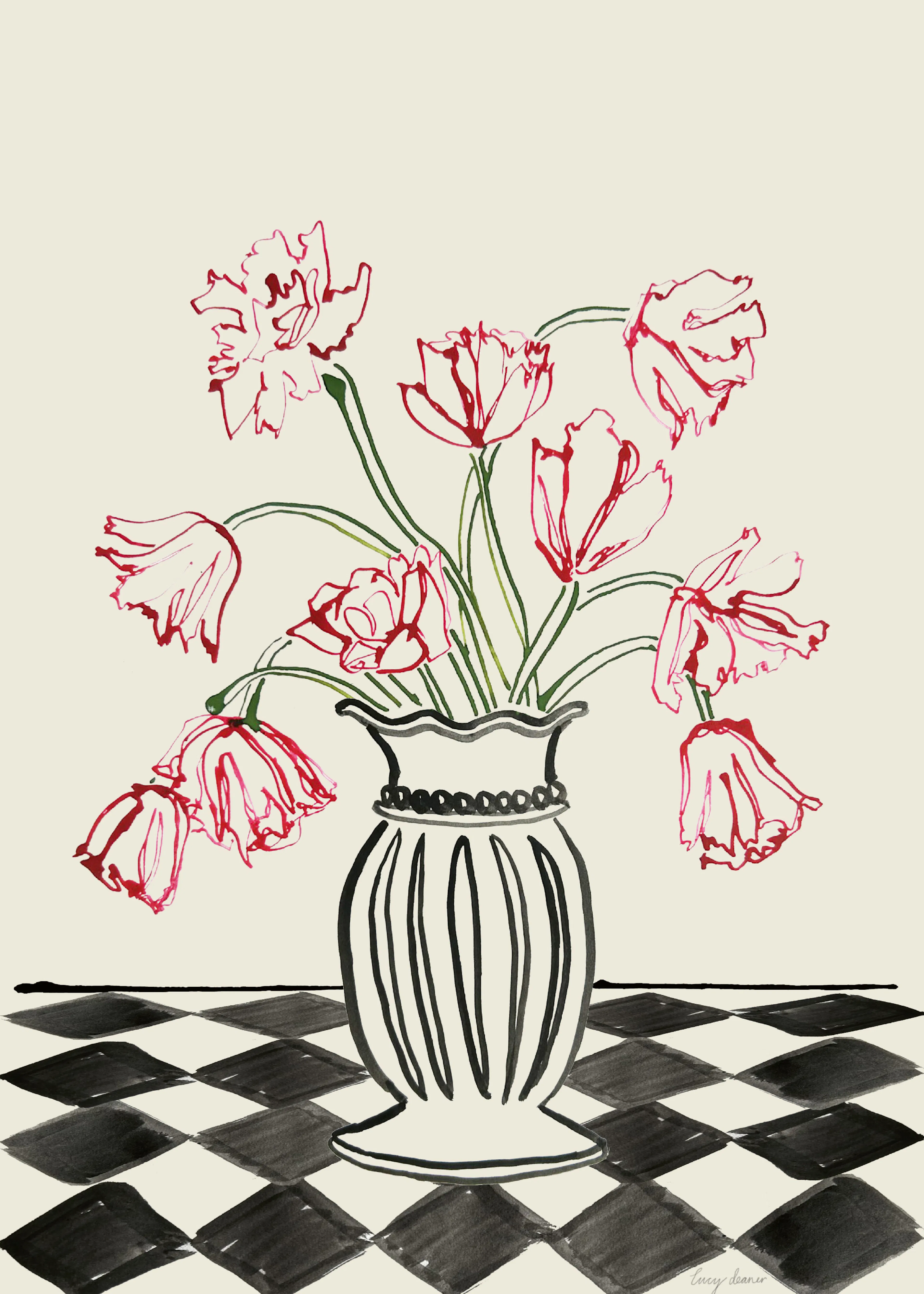 Lucy Deaner - Drooping Tulips Still Life Poster 0