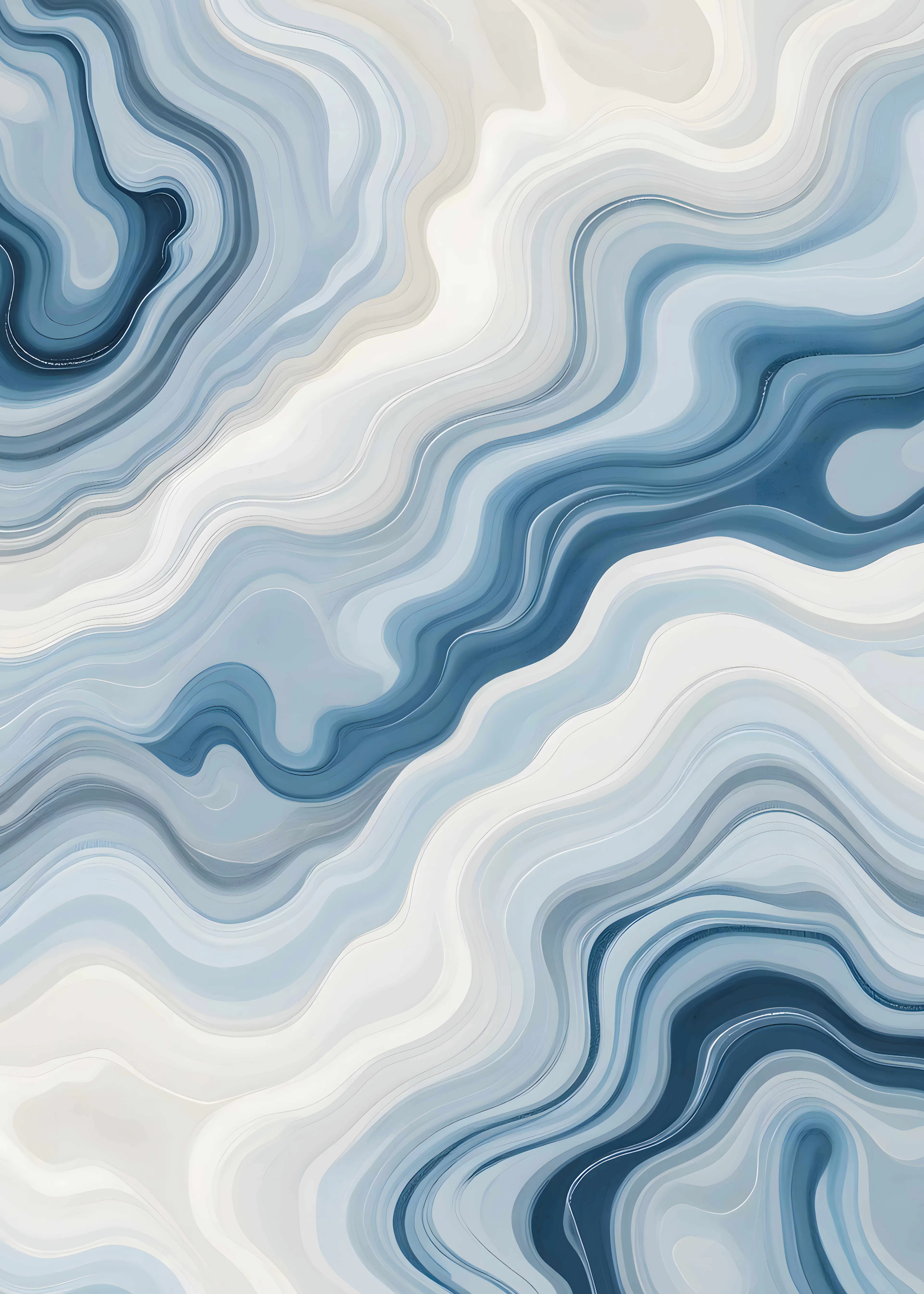 Kintsugi99 - Vagues de marbre bleu Poster 0
