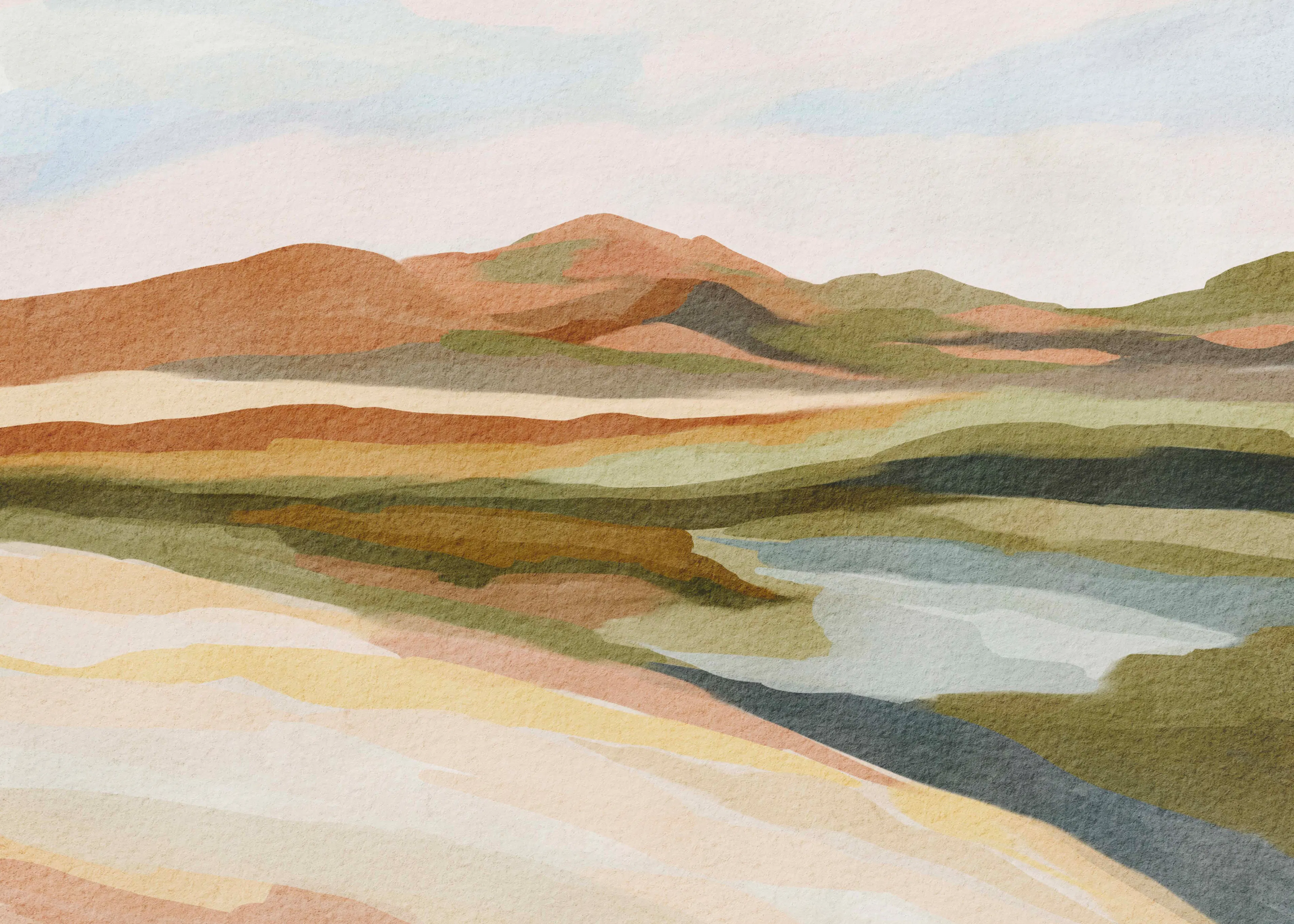 Nikita Jariwala - Paysage calme à l'aquarelle n°2 Poster 0