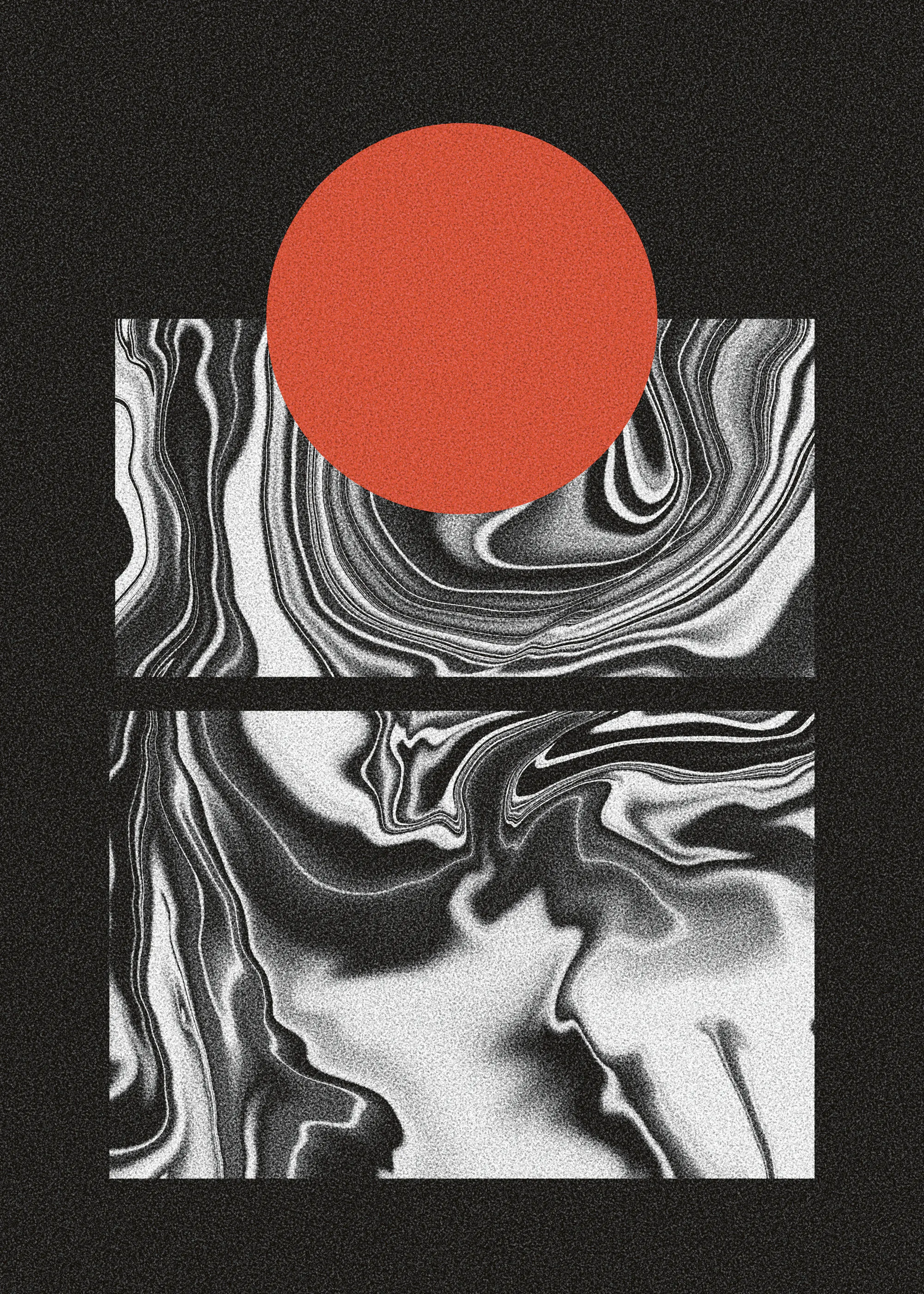 Amy Louise Baker - Rote Sonne Marmorfluss Poster 0