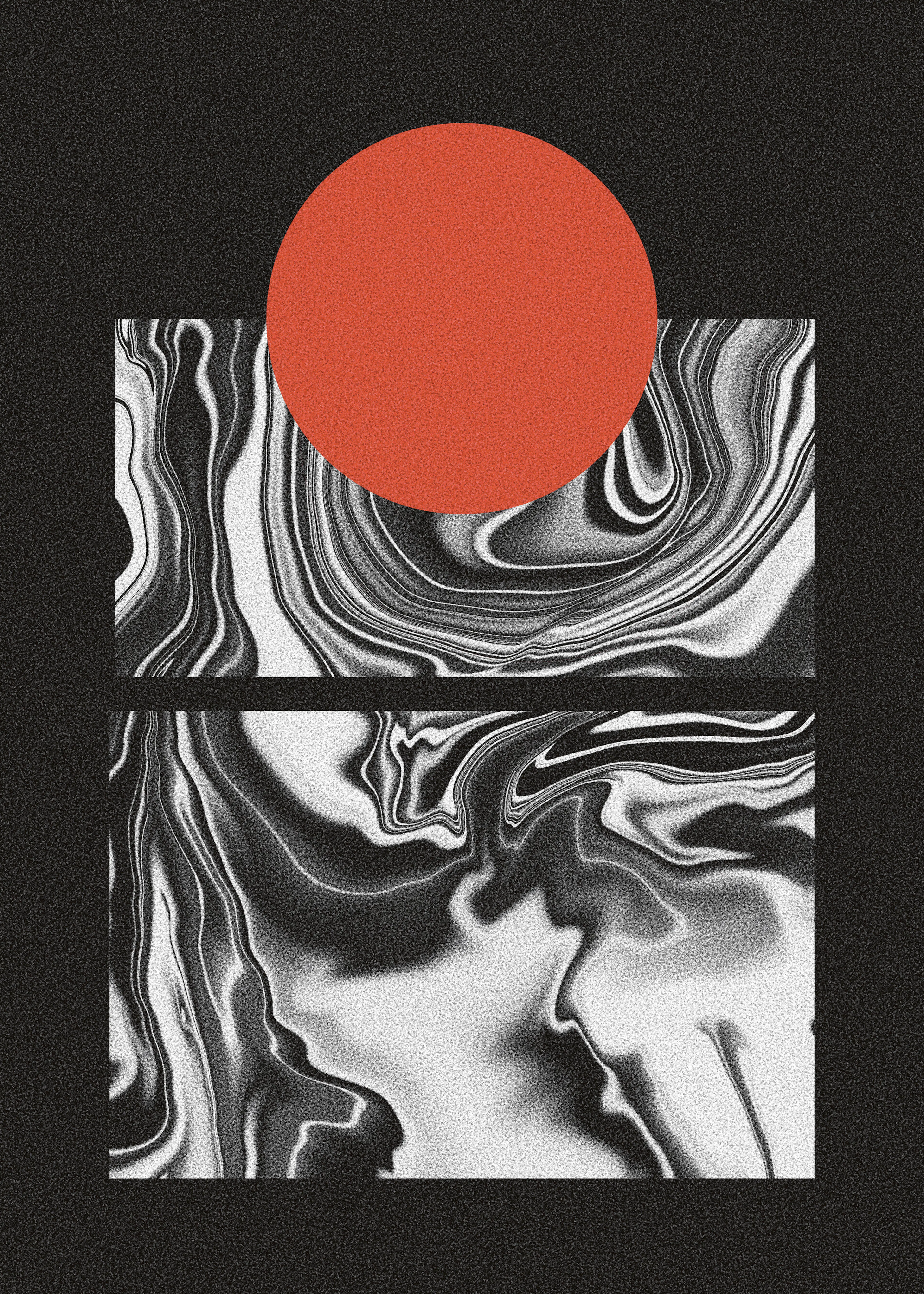 Amy Louise Baker - Rote Sonne Marmorfluss Poster 0
