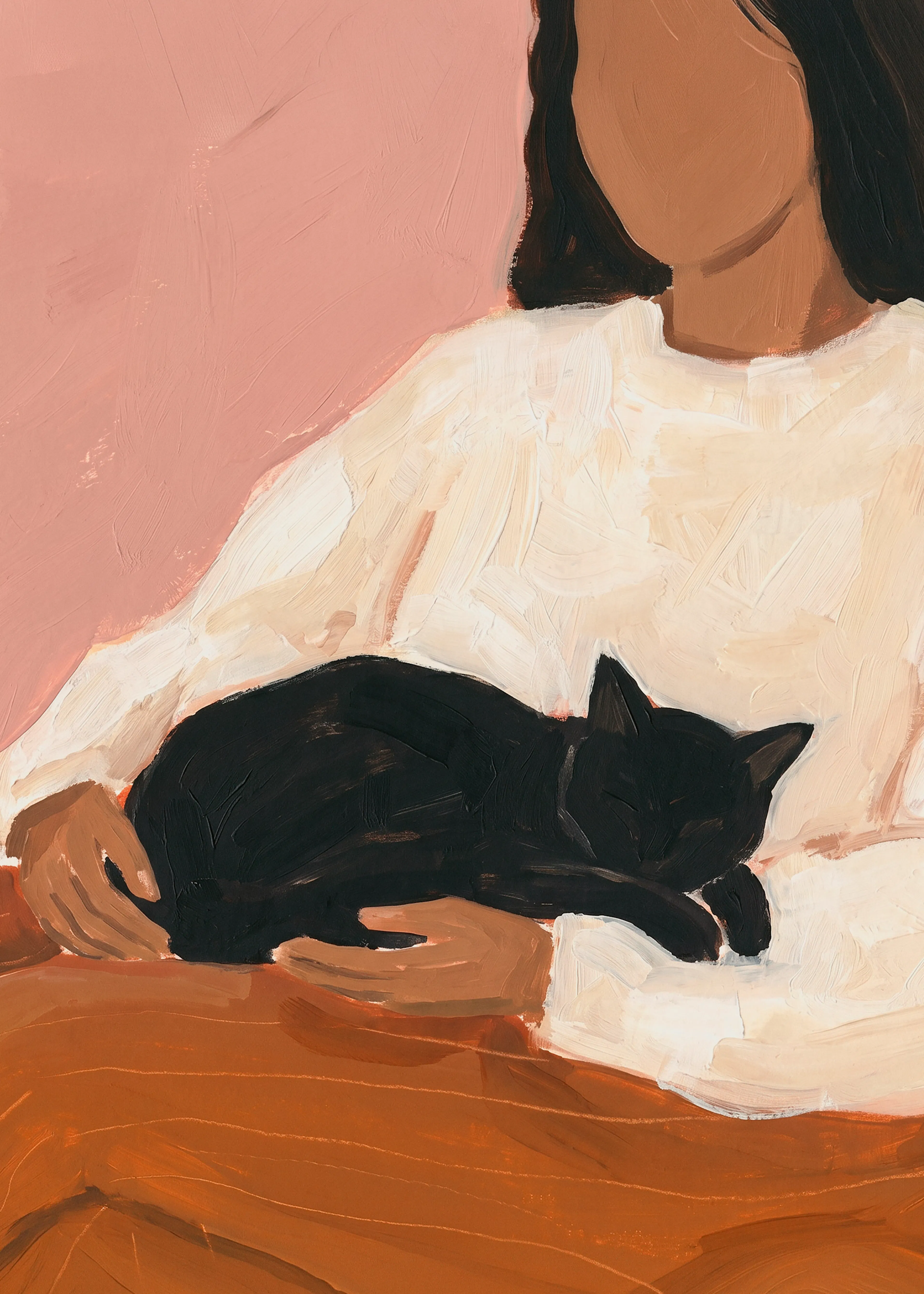 Mujer con Gato Póster 0