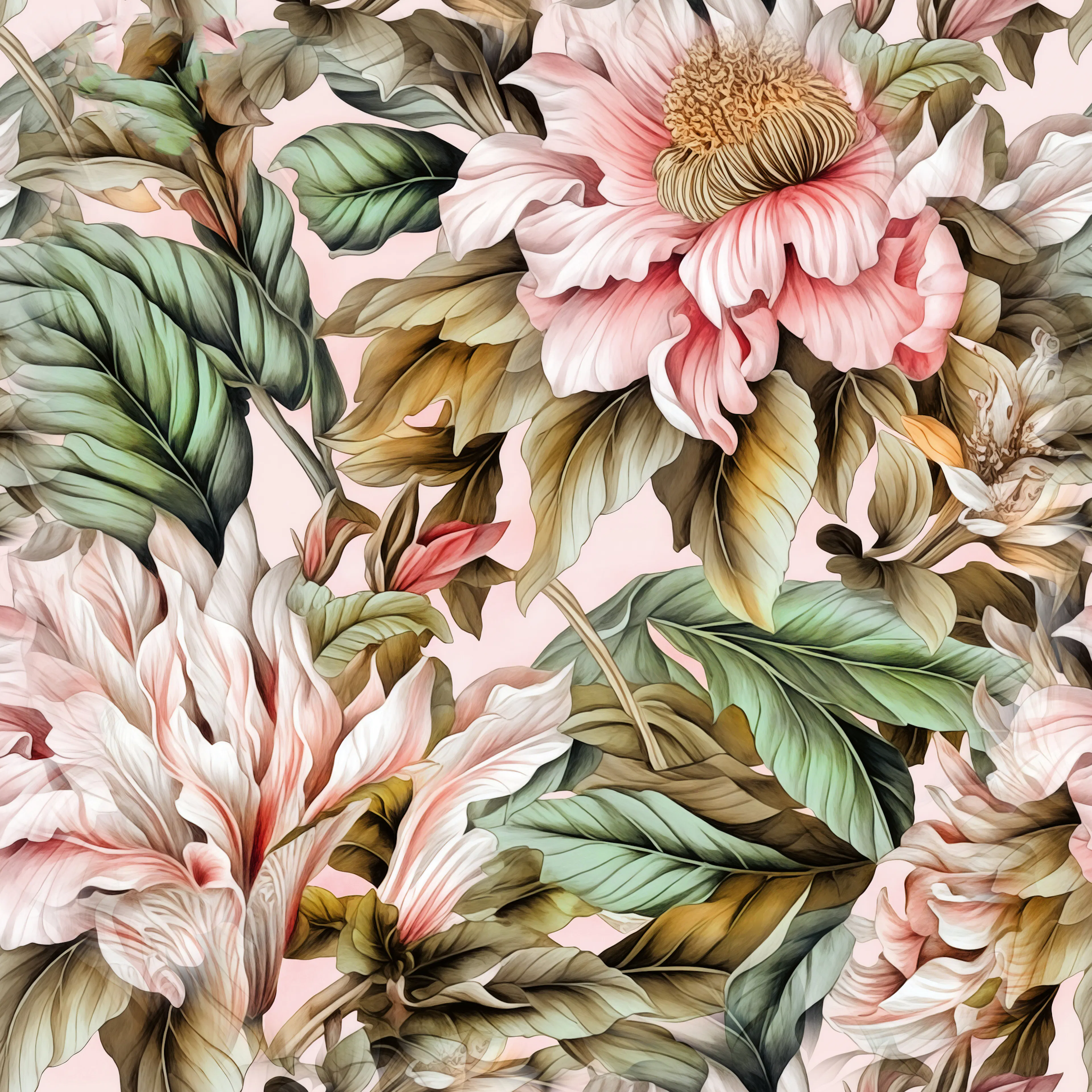 Blush Vintage Floral Plakat 0