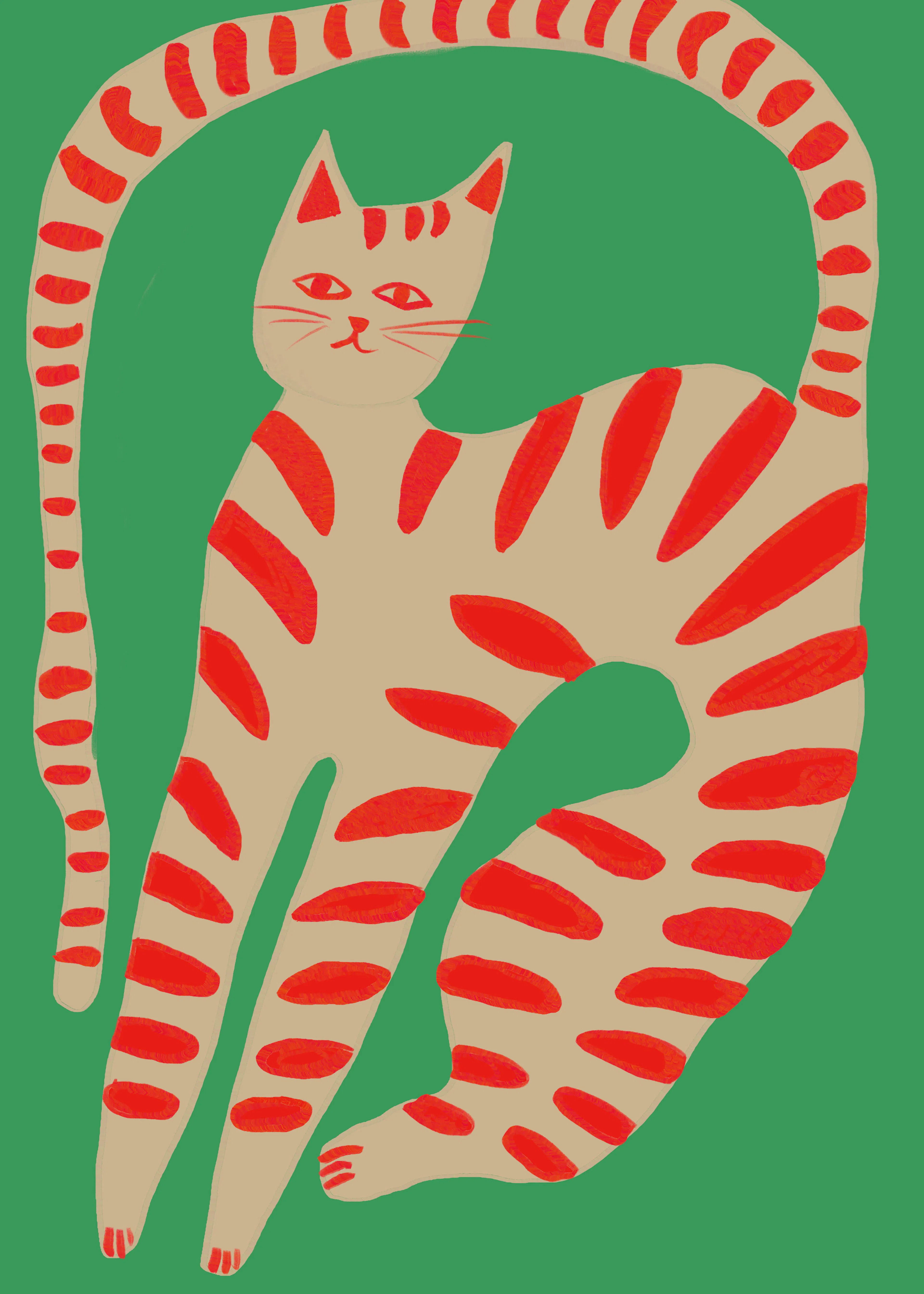Green Striped Cat Poster 0