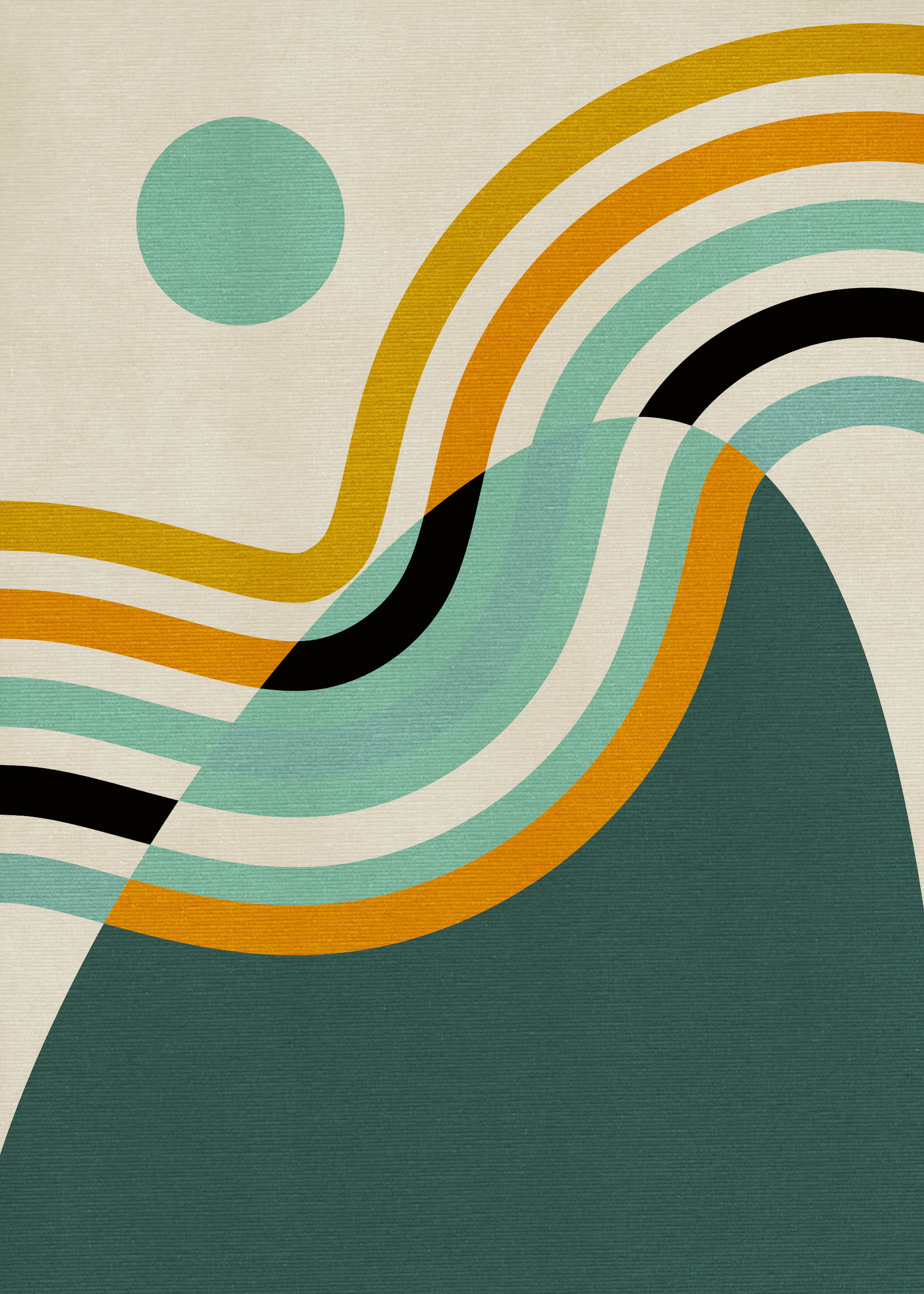 Green Retro Waves Poster 0