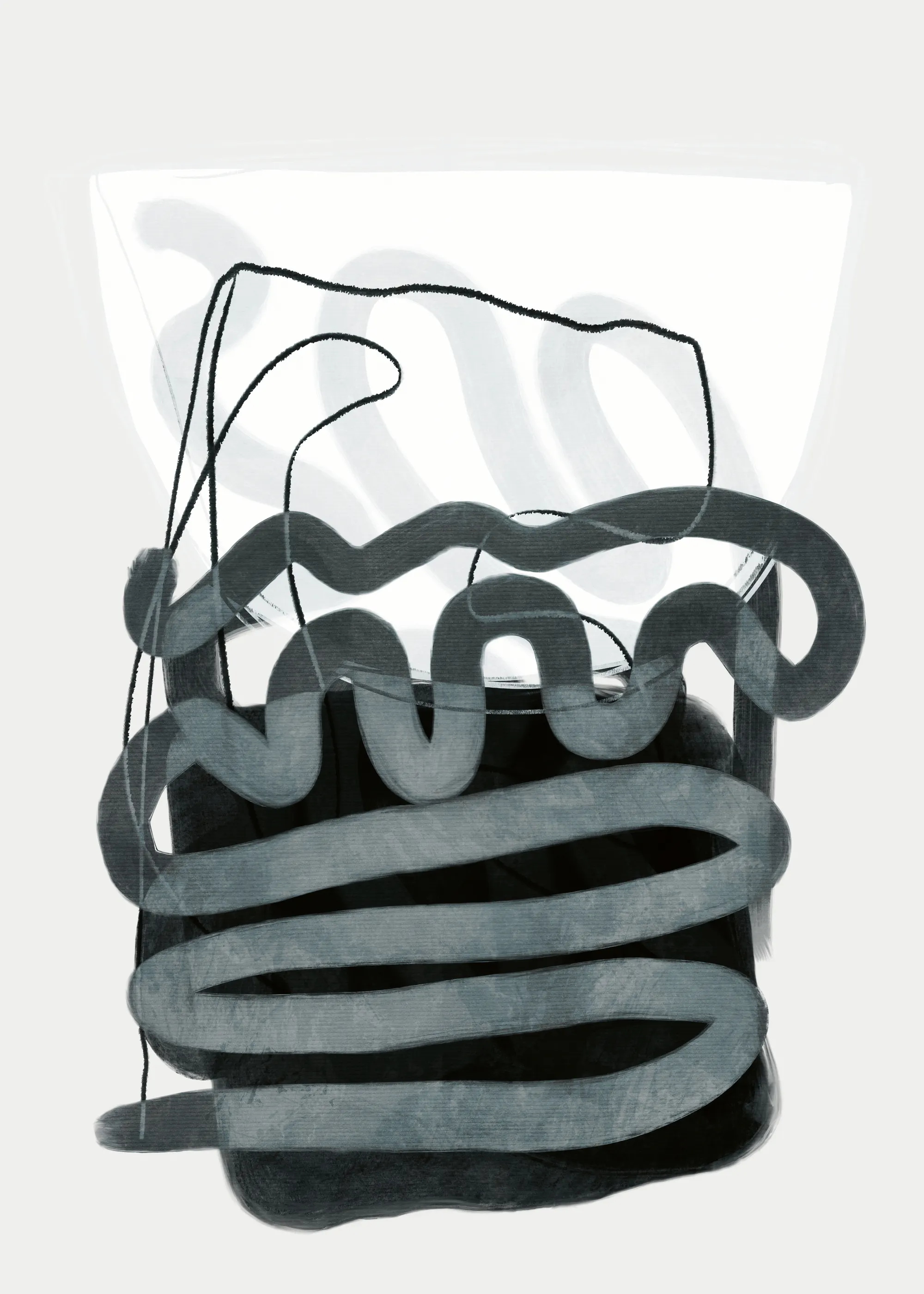 Houtskool Abstracte Golven Poster 0