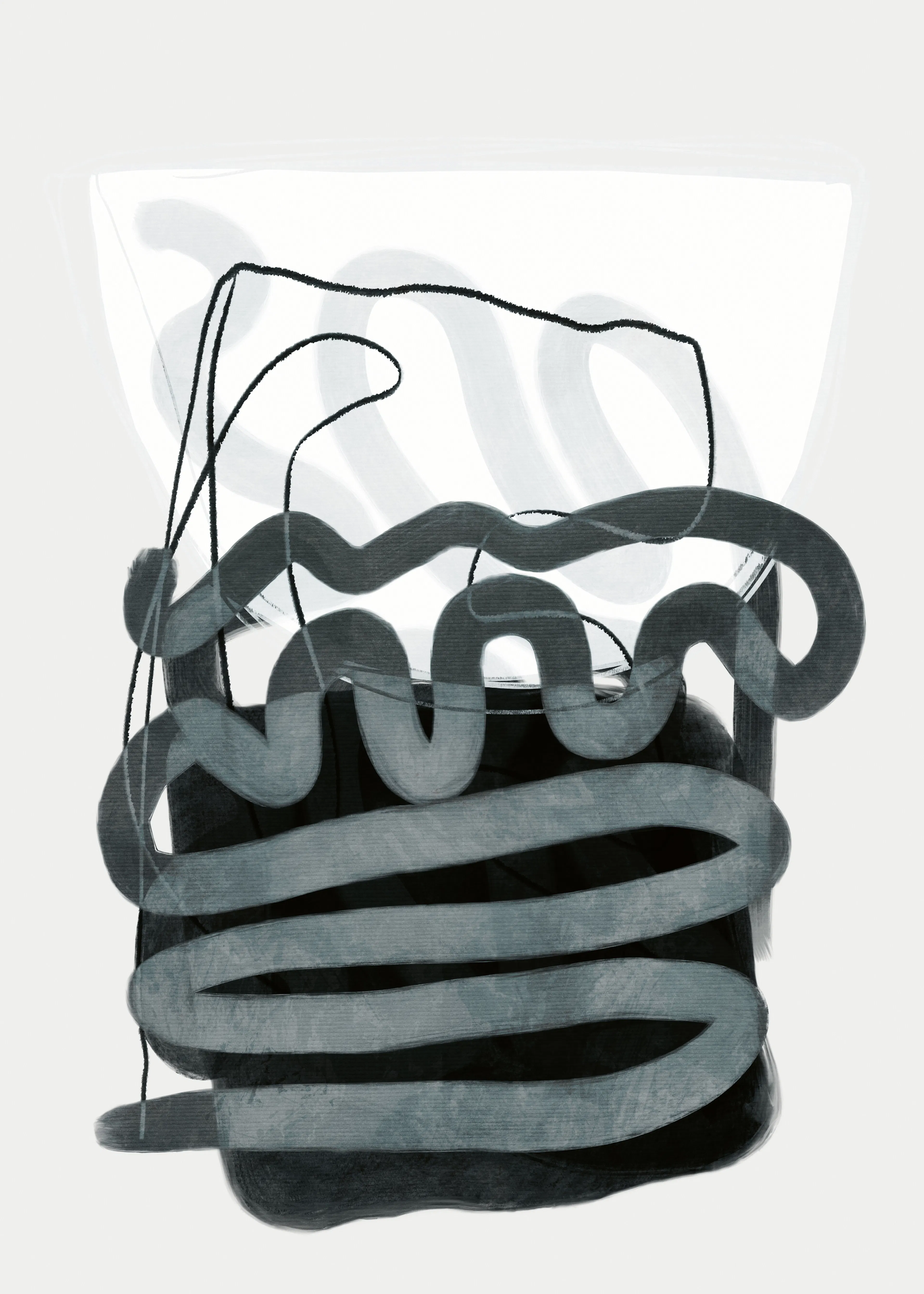 Charcoal Abstract Waves Poster 0