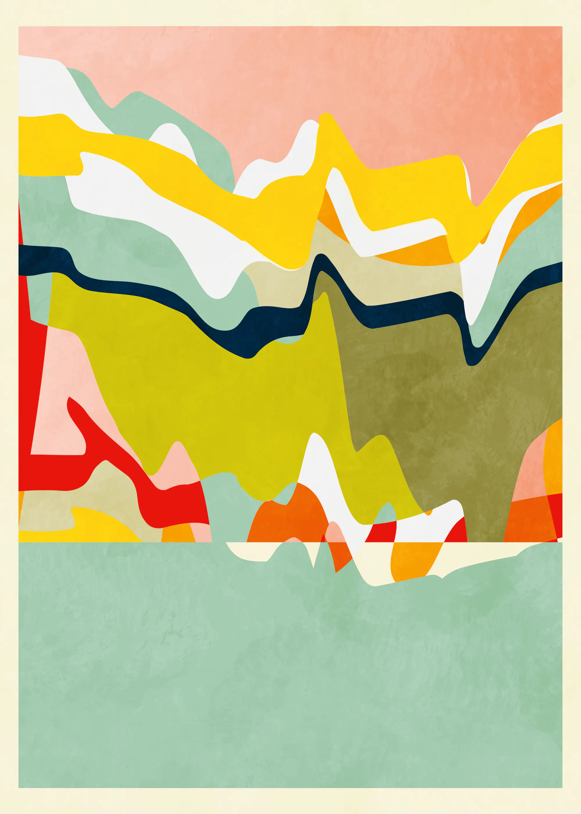 Yellow Colorful Waves Poster 0