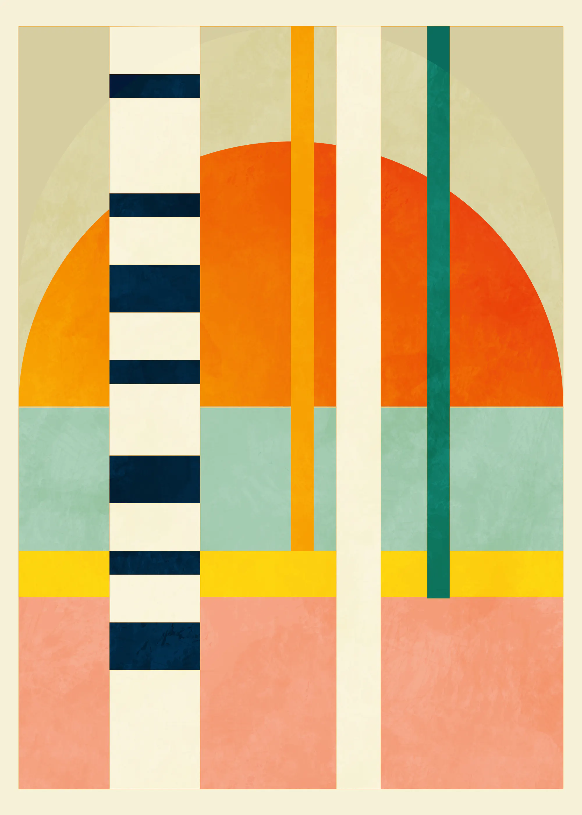 Coral Sunset Geometry Poster 0