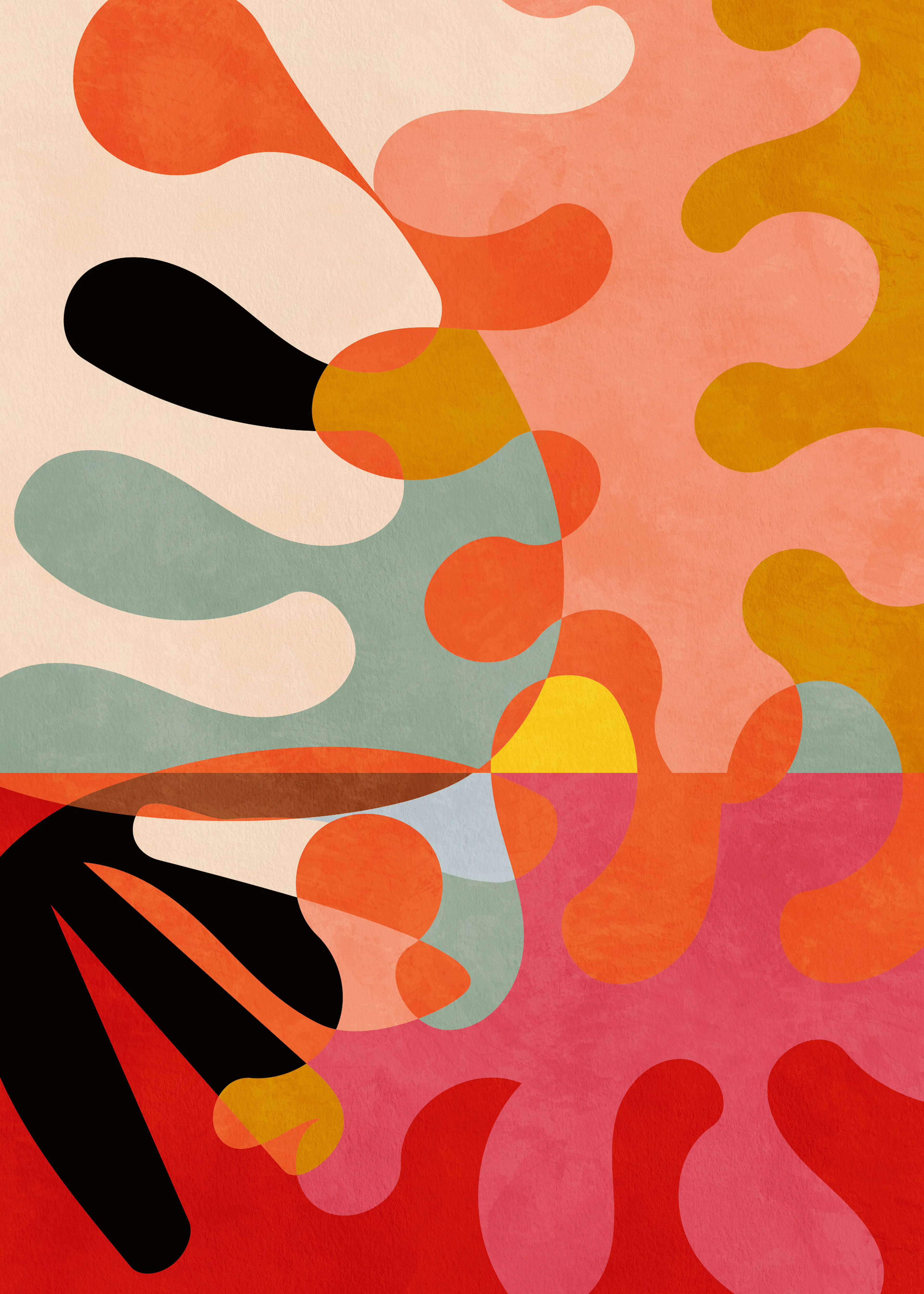 Coral Abstract Waves Poster 0