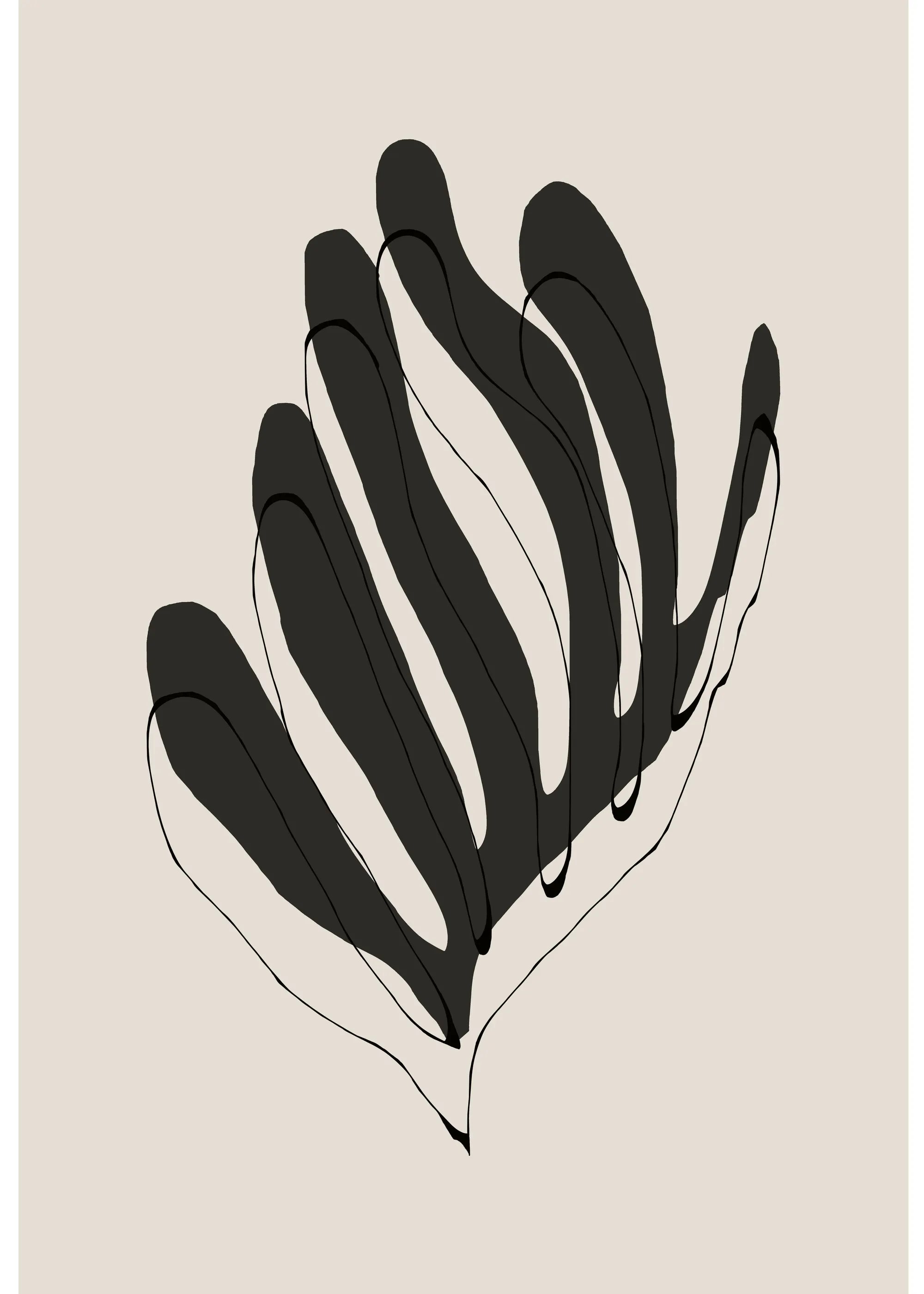 Charcoal Minimalist Leaf Poster 0