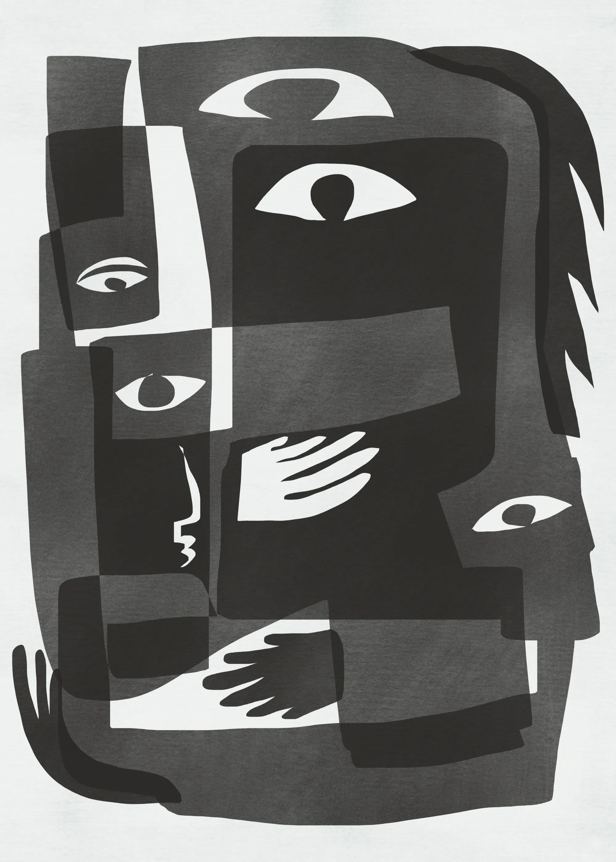 Charcoal Abstract Faces Poster 0