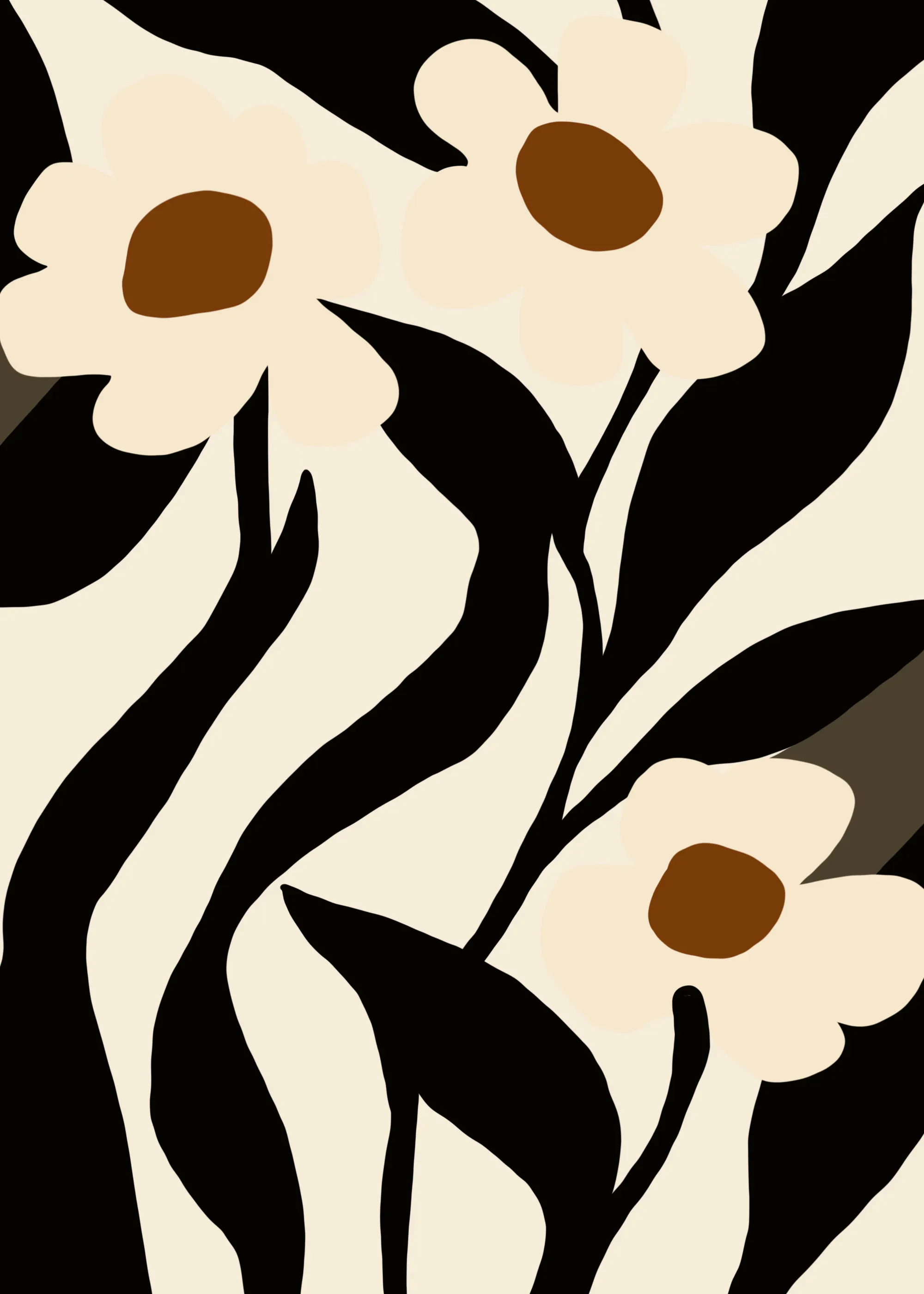 Black Wildflower Silhouette Poster 0