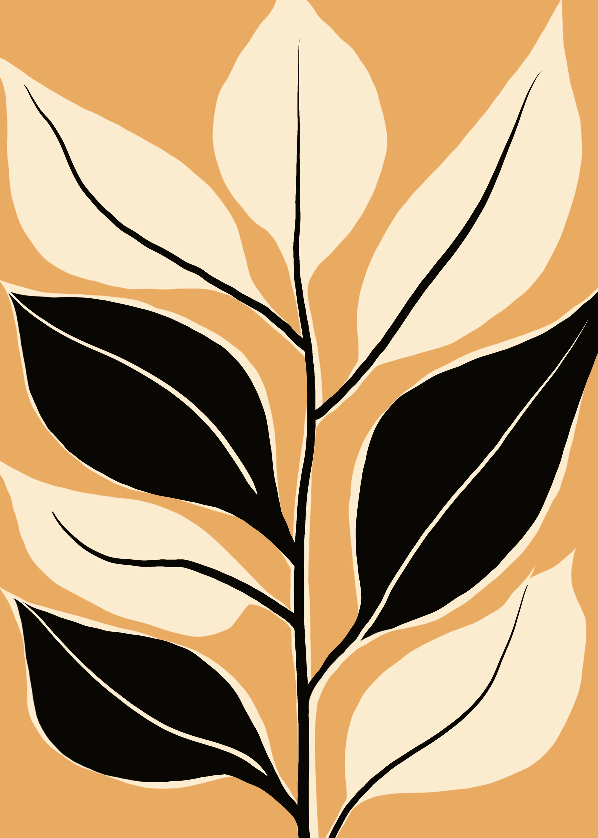Beige Minimalist Leaf Poster 0